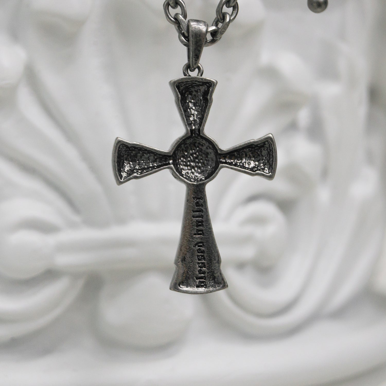 [BLESSEDBULLET] BEAMS cross II chain necklace_dark silver