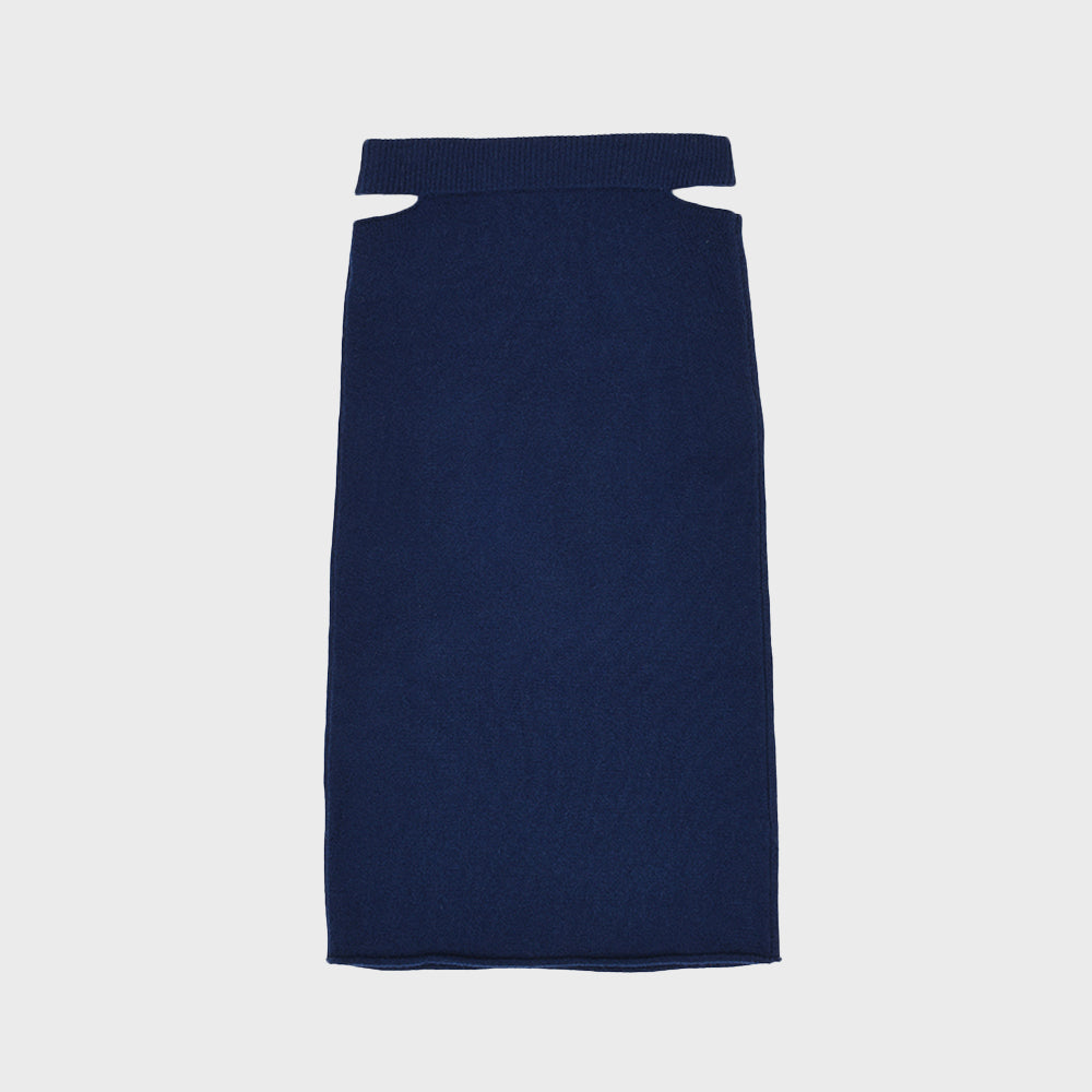 CUT-OUT LONG SKIRT_CHARCOAL BLUE