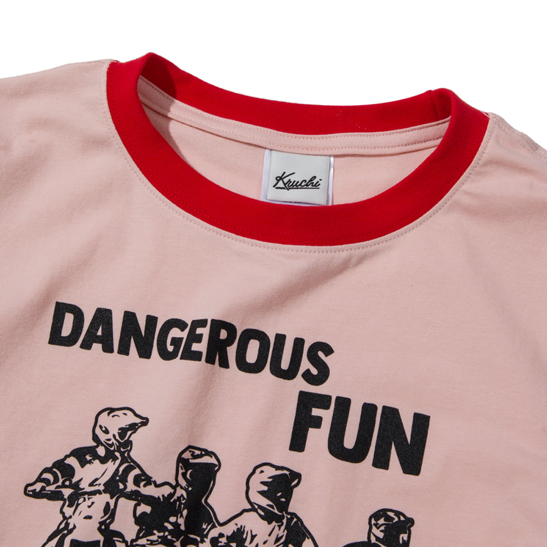 DANGEROUS FUN CROP T-SHIRT (APRICOT)