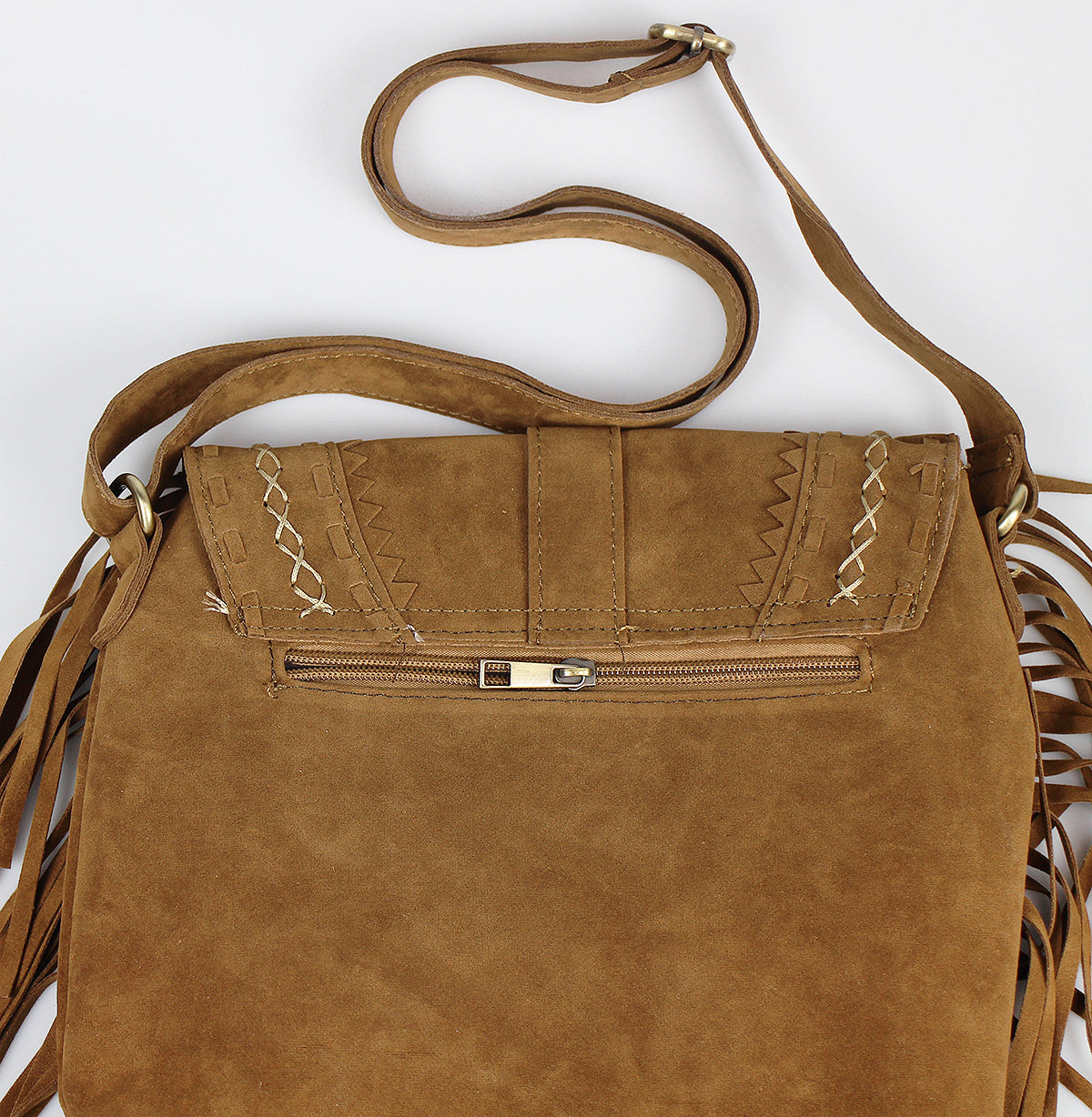 suede fringed shoulder bag