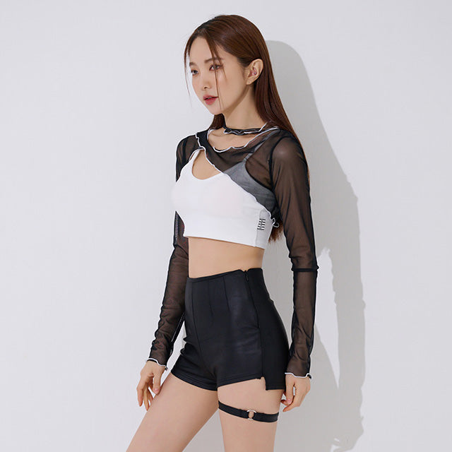 TOP(9370) Choker See-through Crop