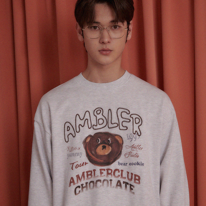 AMBLER 男女共用 Sweet Cookie オーバーフィット マンツーマンTシャツ AMM1201