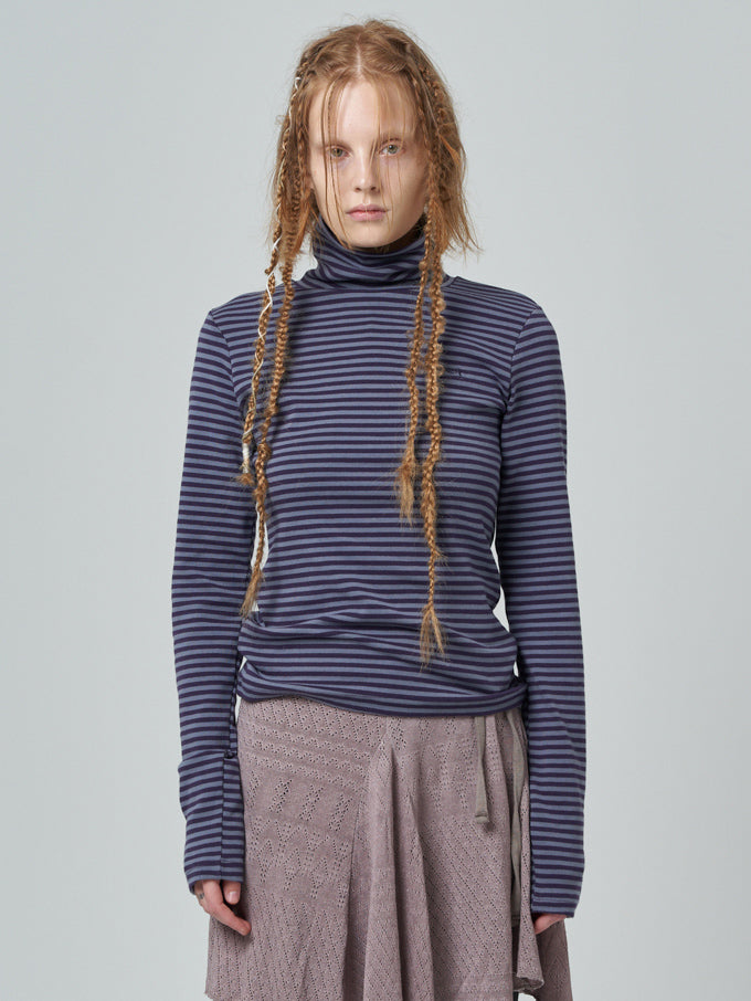 Stripe turtleneck_purple