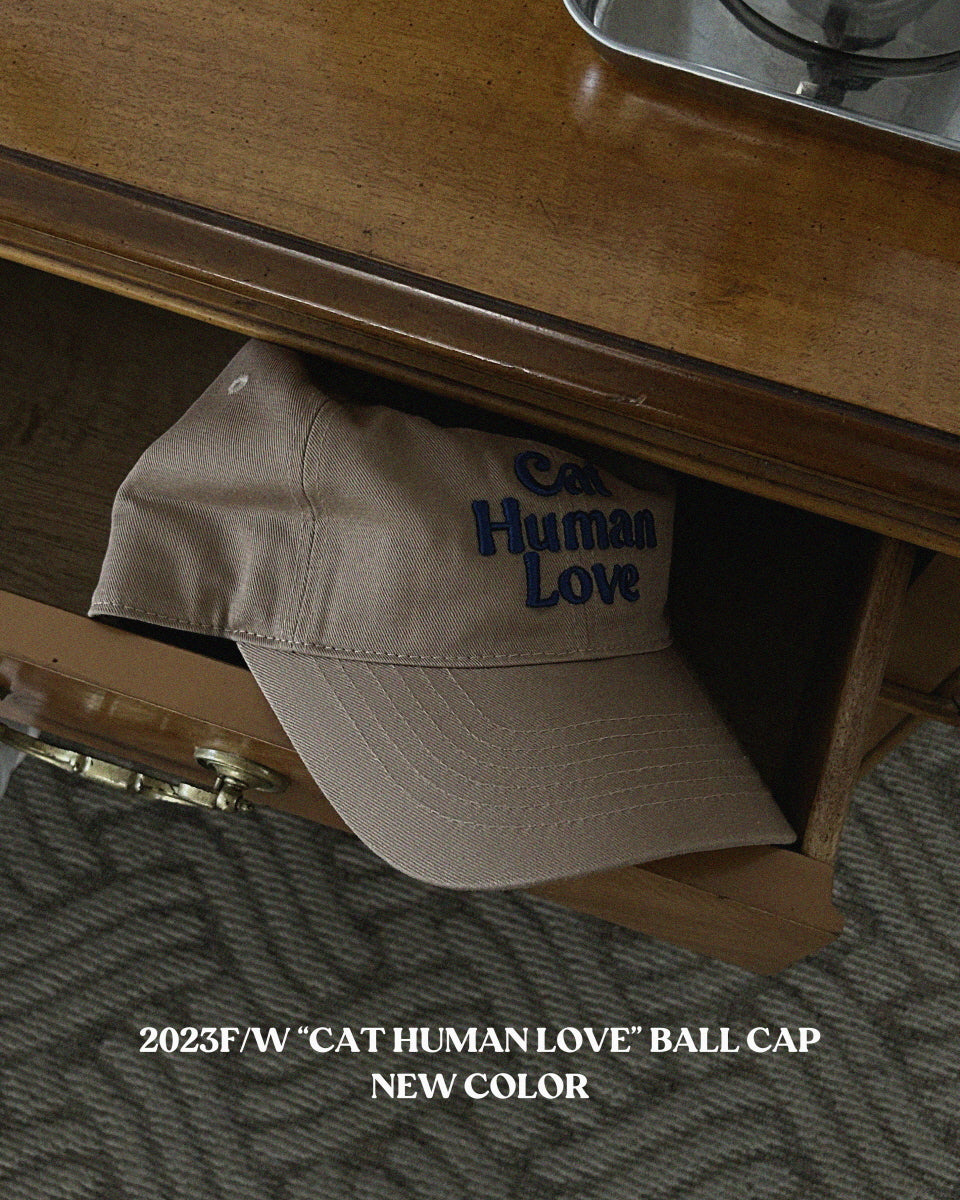 CAT HUMAN LOVE BALL CAP_BEIGE/NAVY