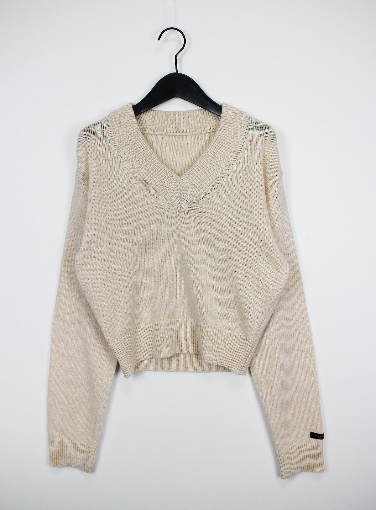 Wool V-neck Crop Knit (10color)