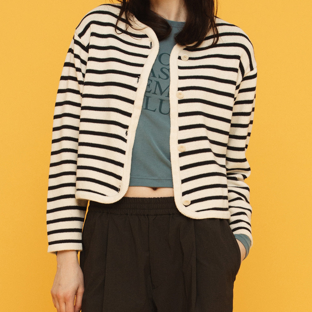 STRIPE KNIT CARDIGAN_CREAM