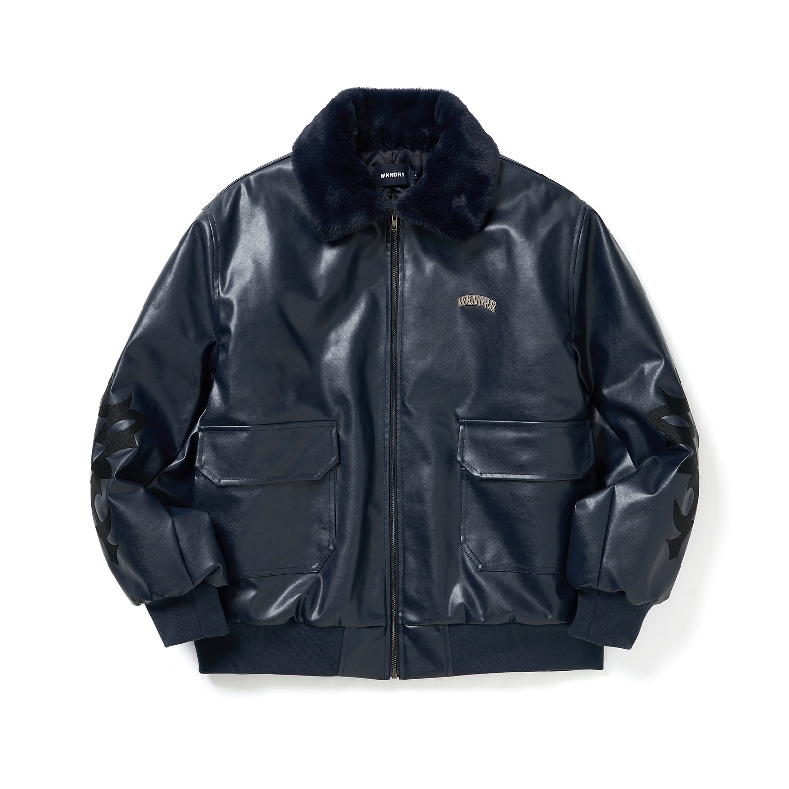 LEATHER RIDER JK (NAVY)