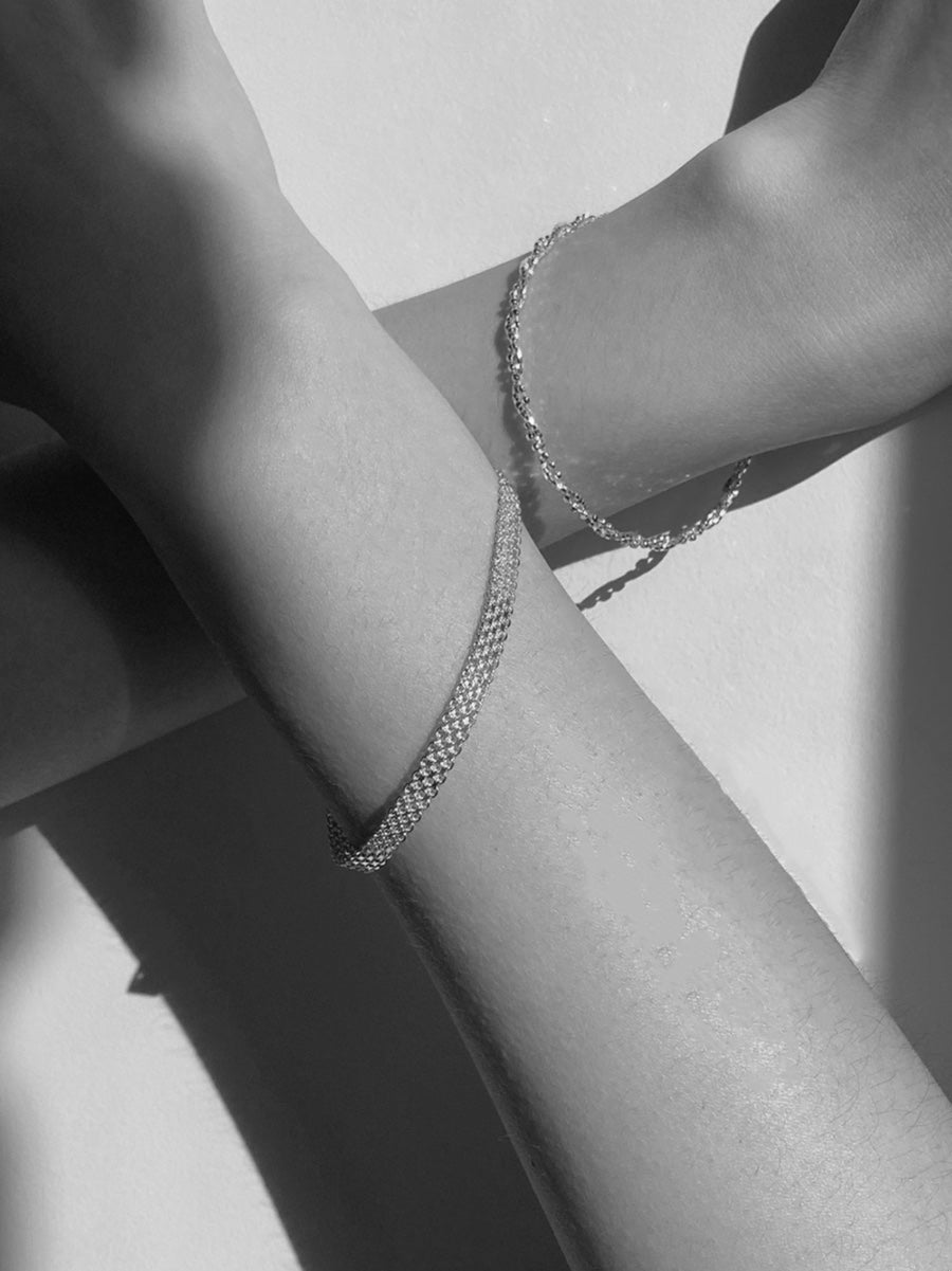 [92.5silver] flower chain bracelet