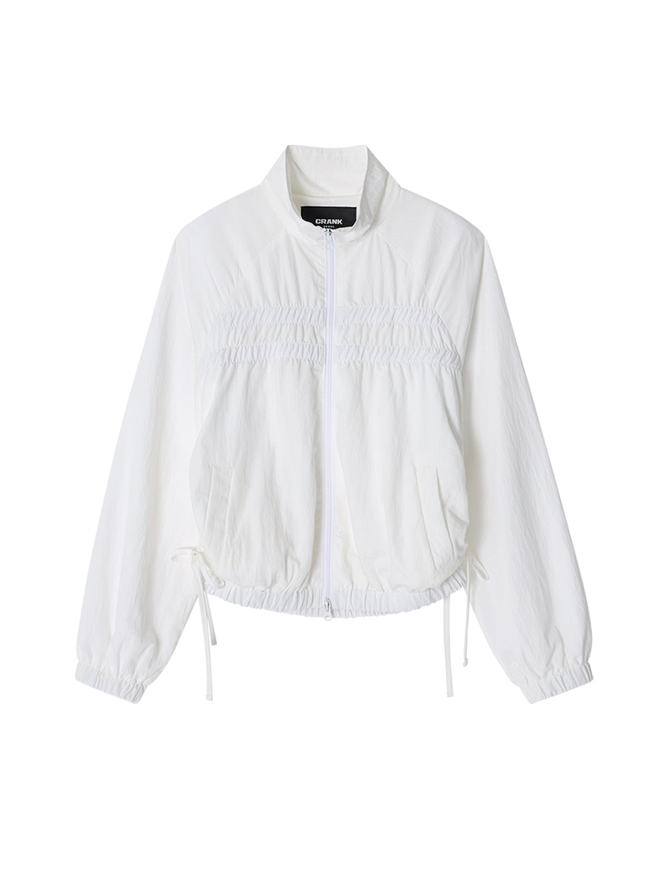 RIBBON SHIRRING WINDBREAKER_WHITE