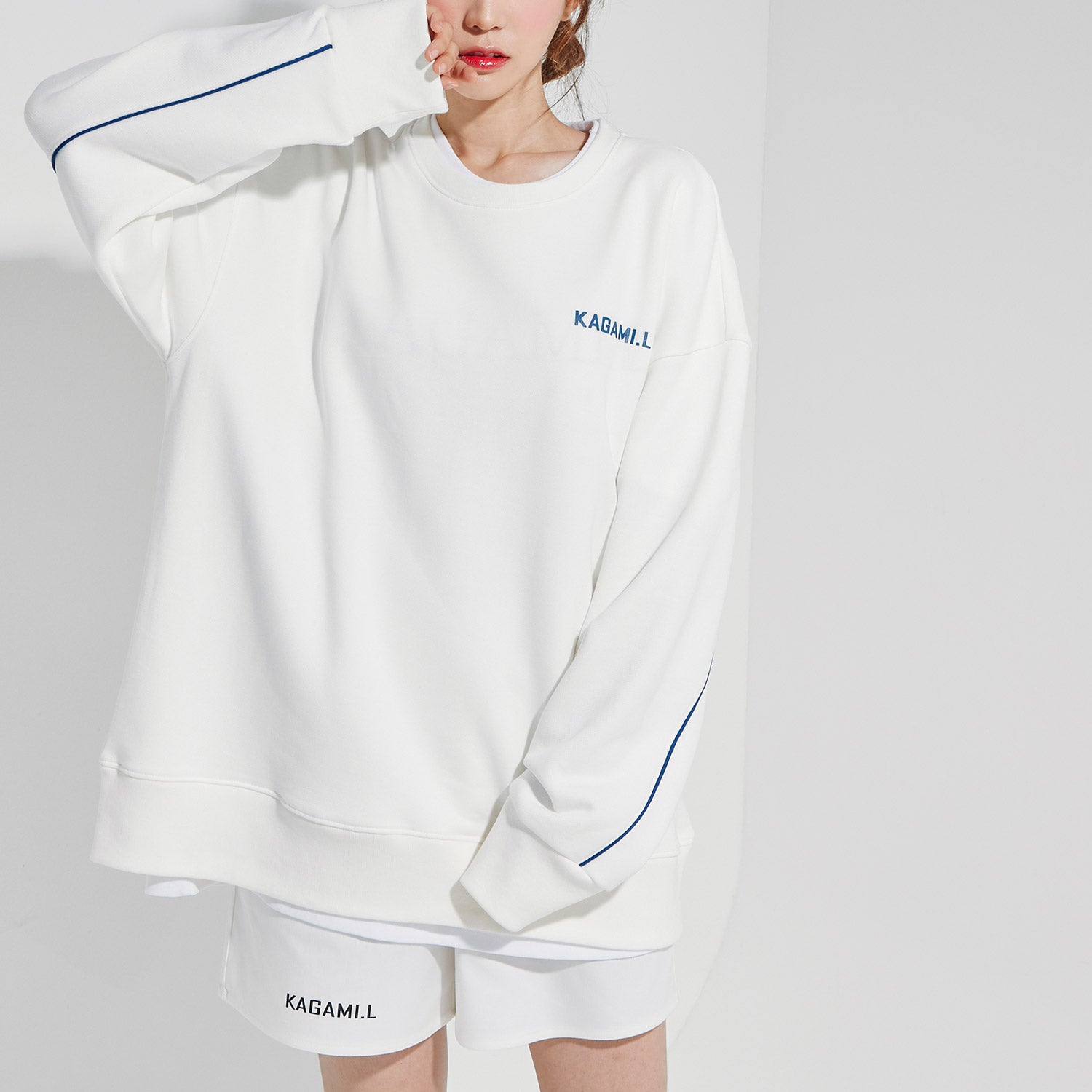 Oversize Back Line Sweat shirt White