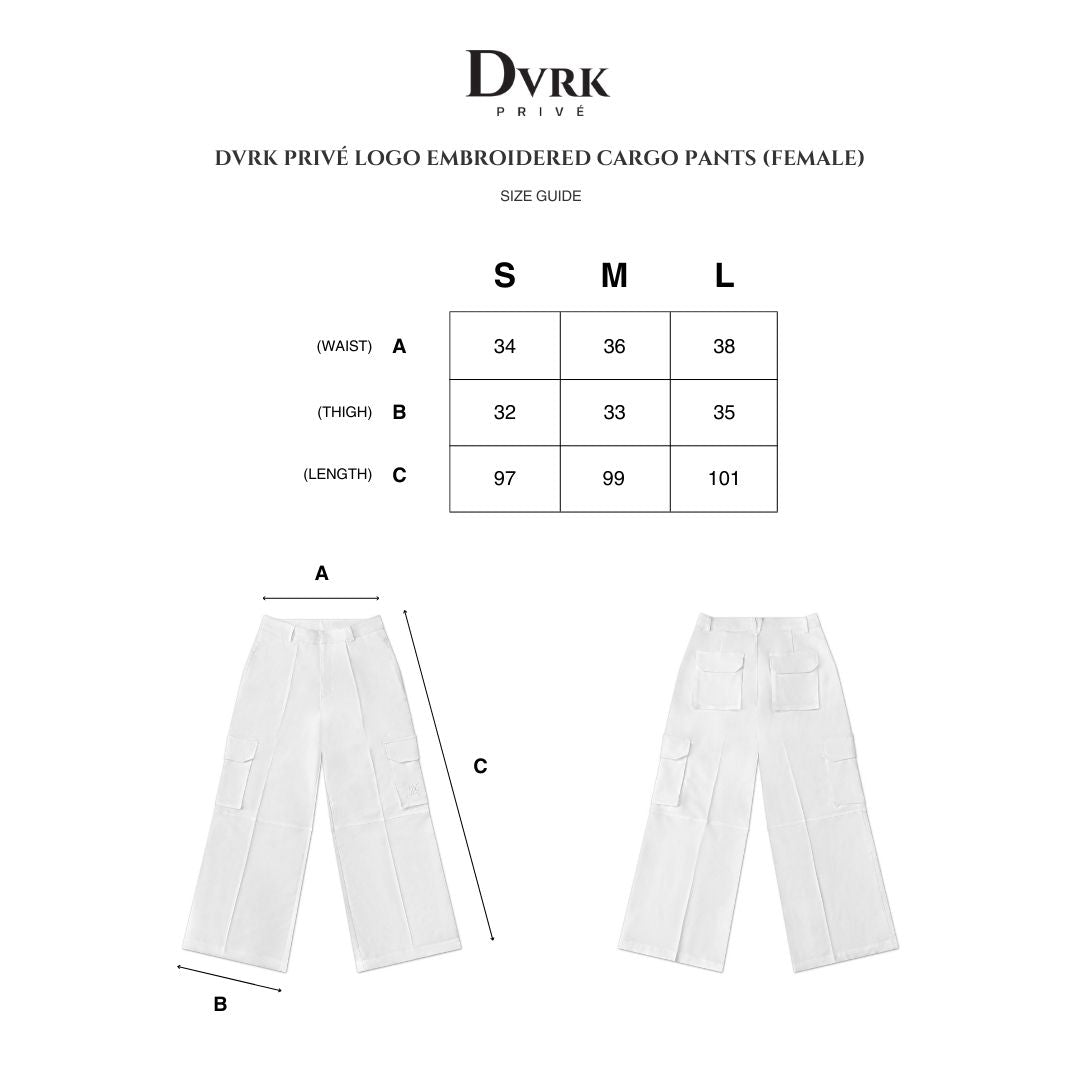 PRIVÉ LOGO EMBROIDERED CARGO PANTS (FEMALE) - WHITE