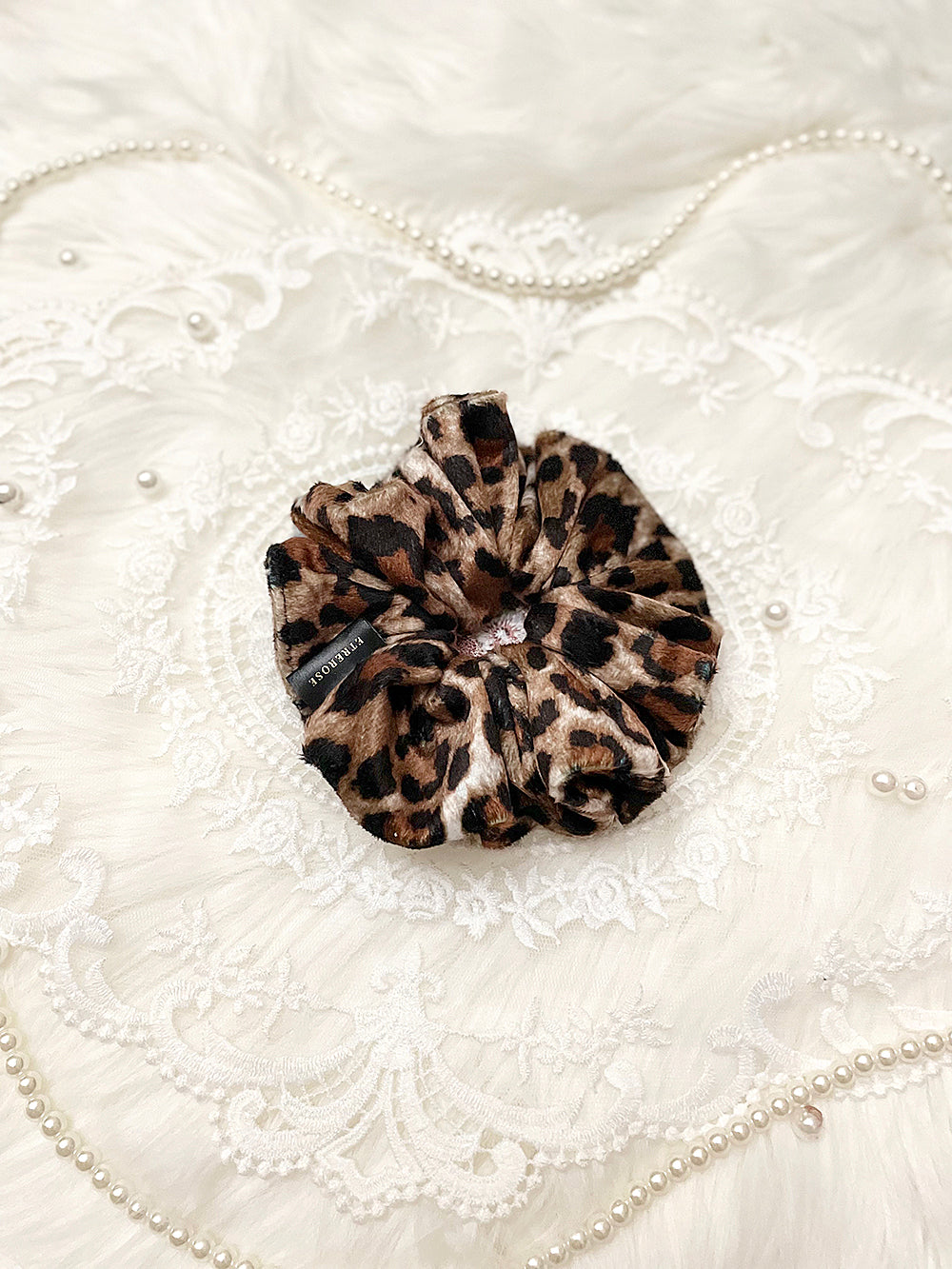 Leopard Mocha Microfiber Scrunchie (2color)