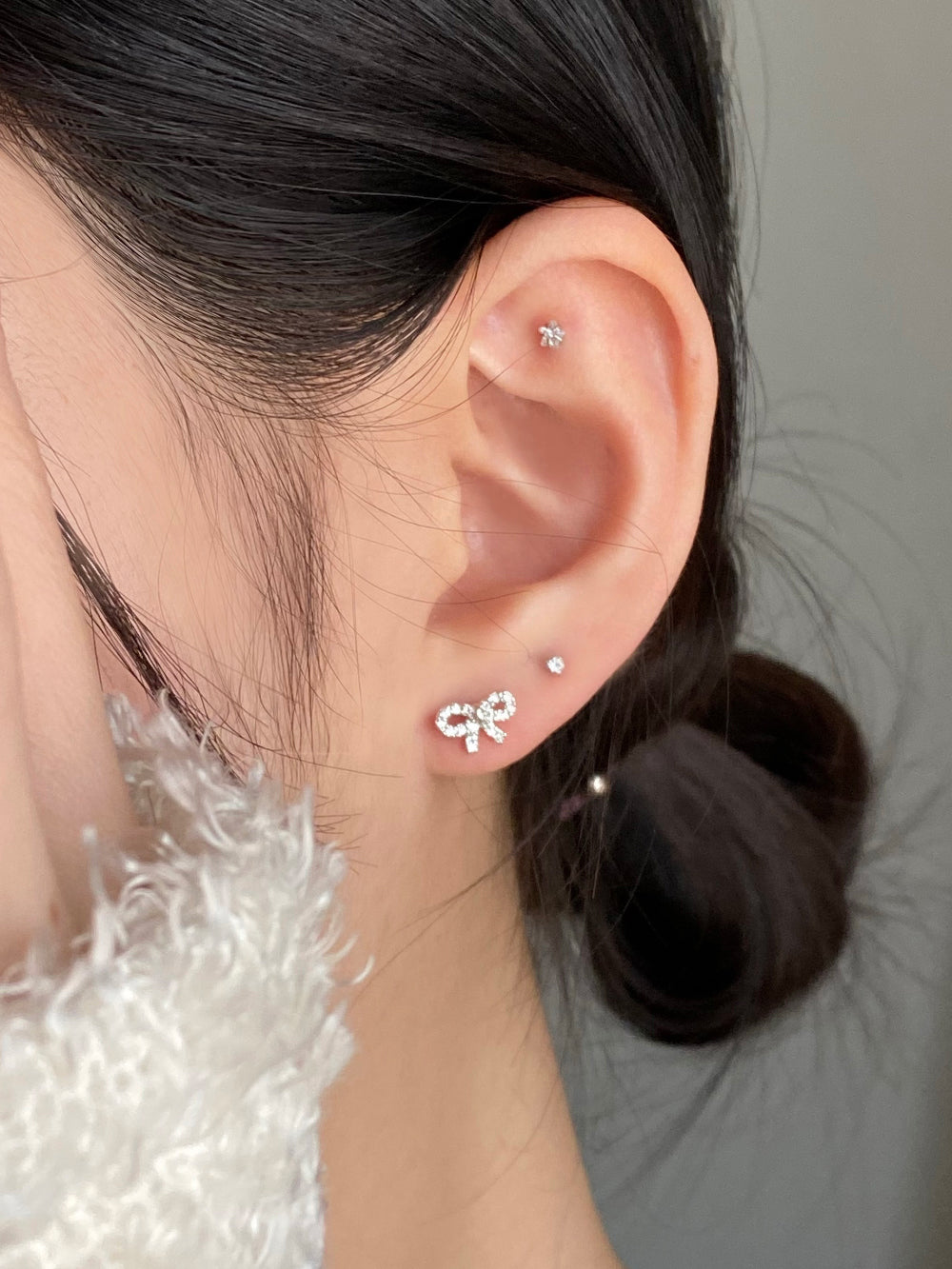 [3 set] round cubic ribbon piercing set 