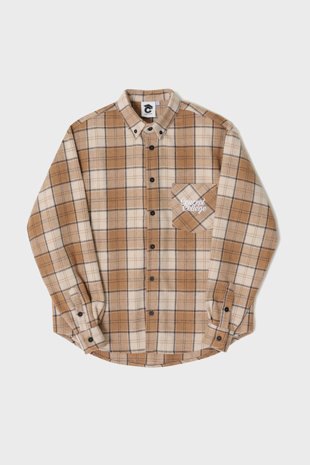 フランネルスクエアチェックシャツジャケット・ブラウン［ユニセックス］ / Brown Flannel Unisex Check Shirt