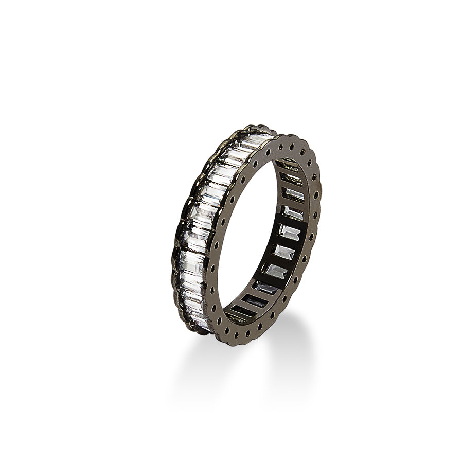 Baguette Clear Ring (black silver)