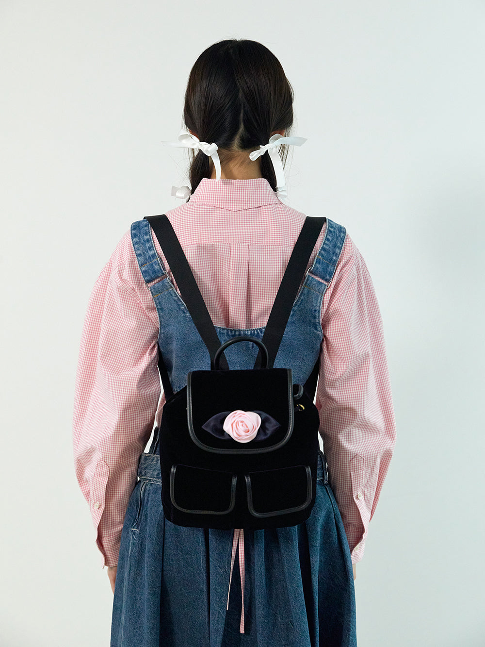 velvet rose corsage backpack_pink