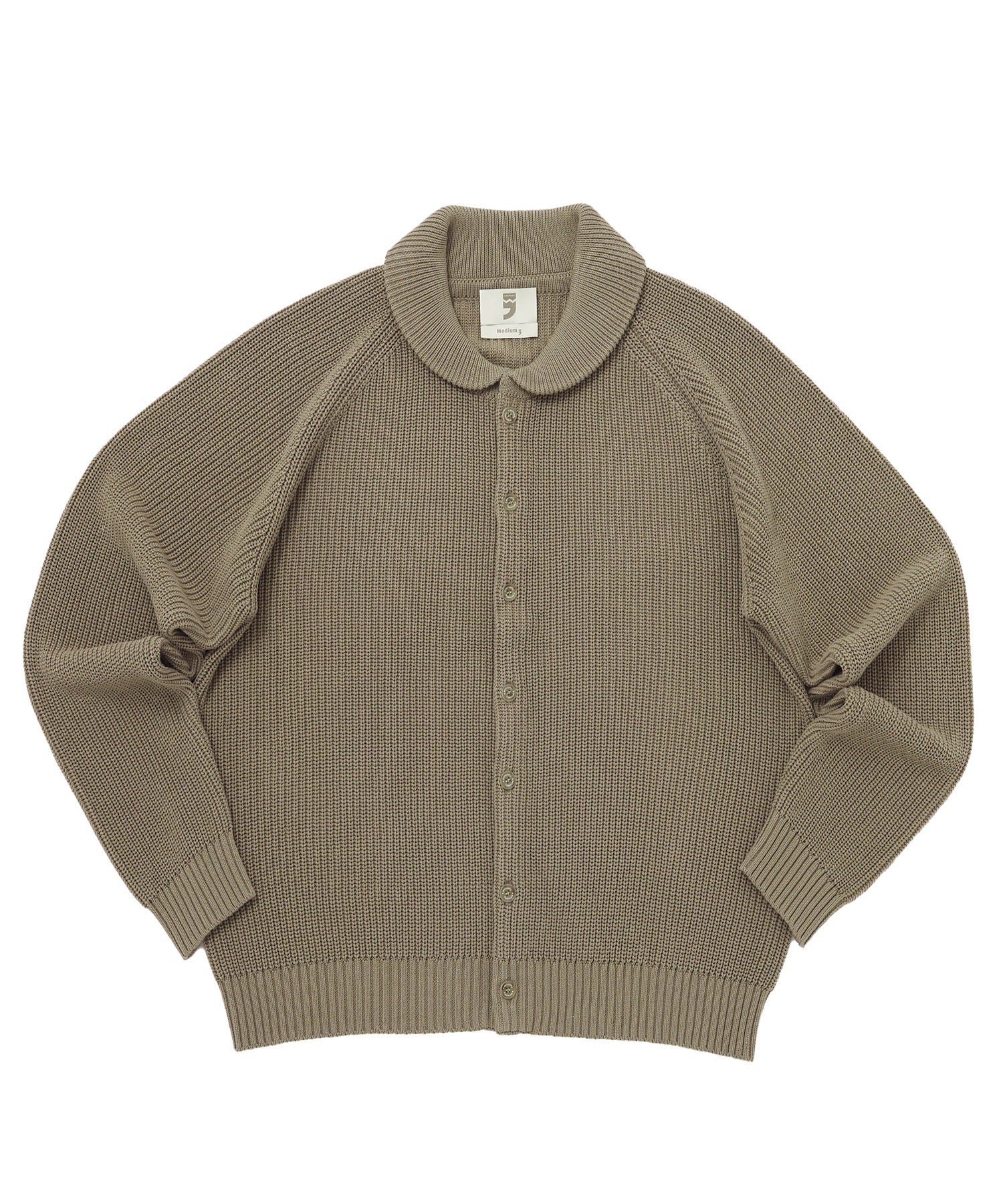 ROUND-COLLAR 7G KNIT CARDIGAN (Beige)