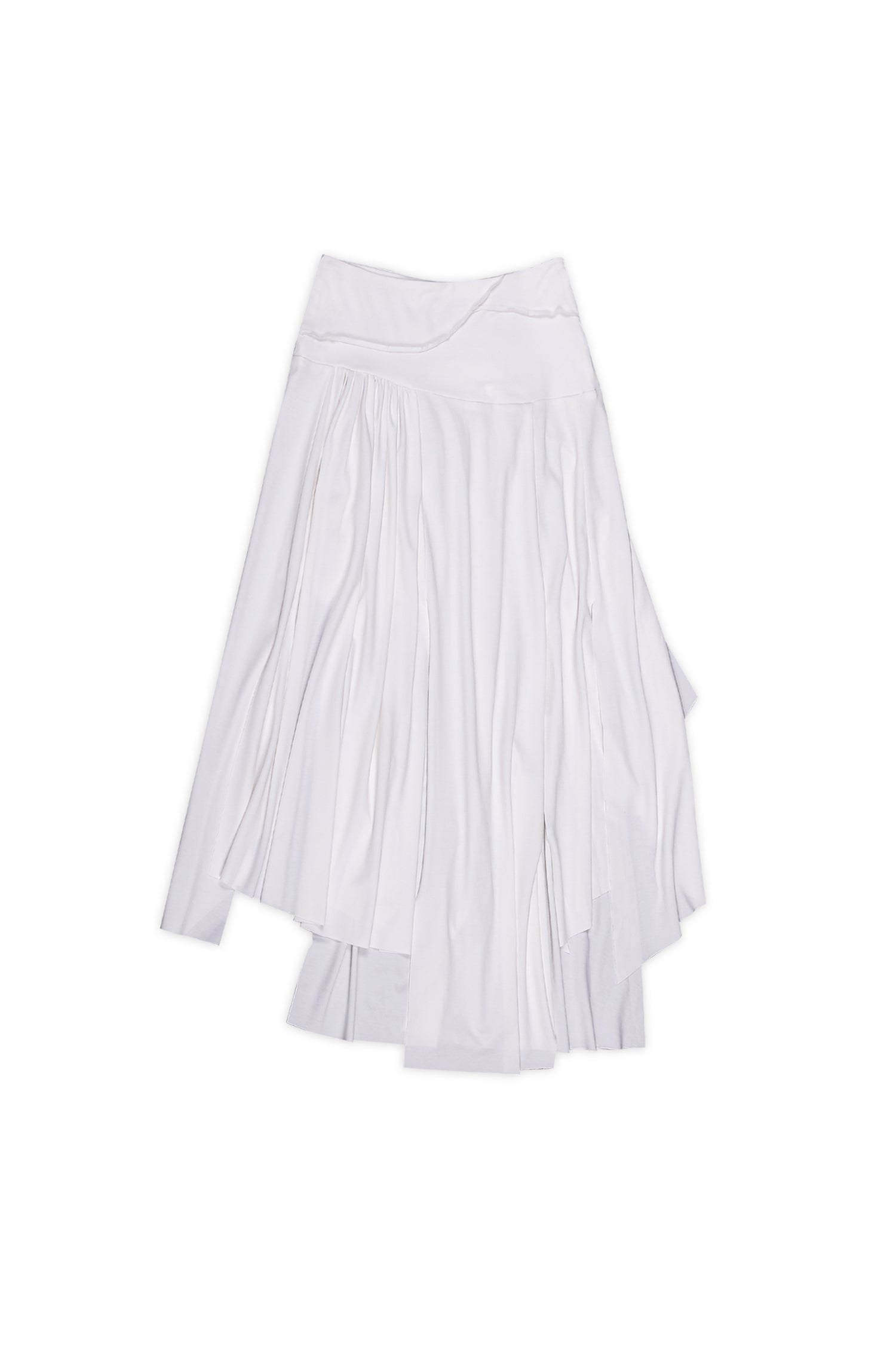 ASYMMETRIC SHIRRING SKIRT #WHITE