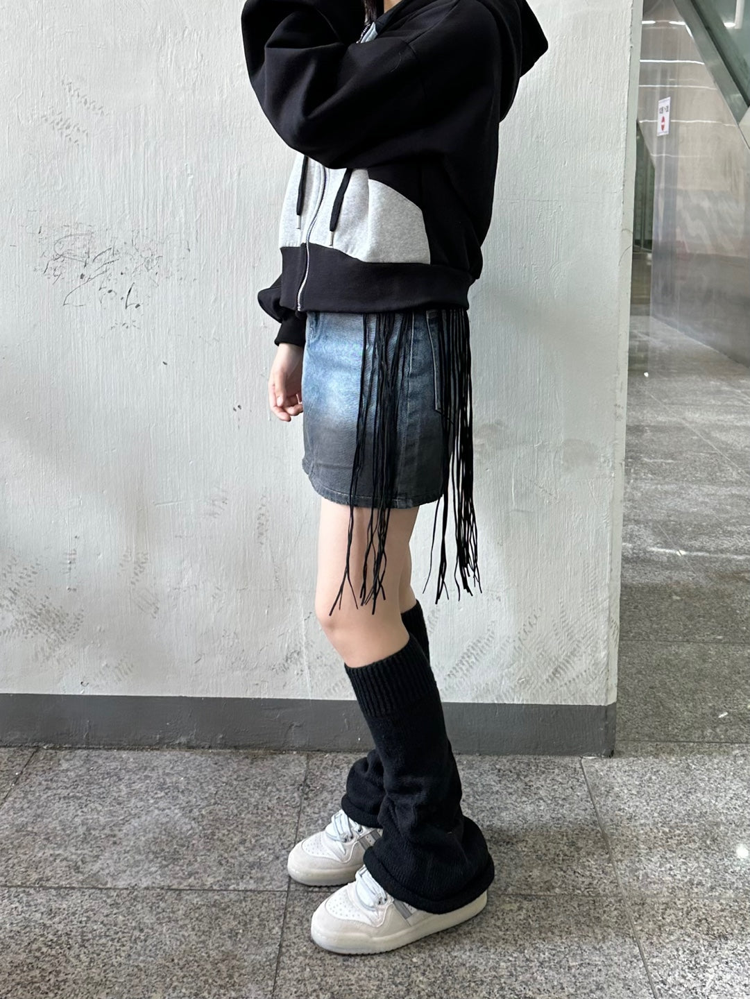 unique washing denim belt skirt