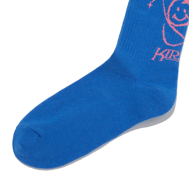 DOODLE CHERRY PLANET GRAPHIC SOCKS [BLUE]