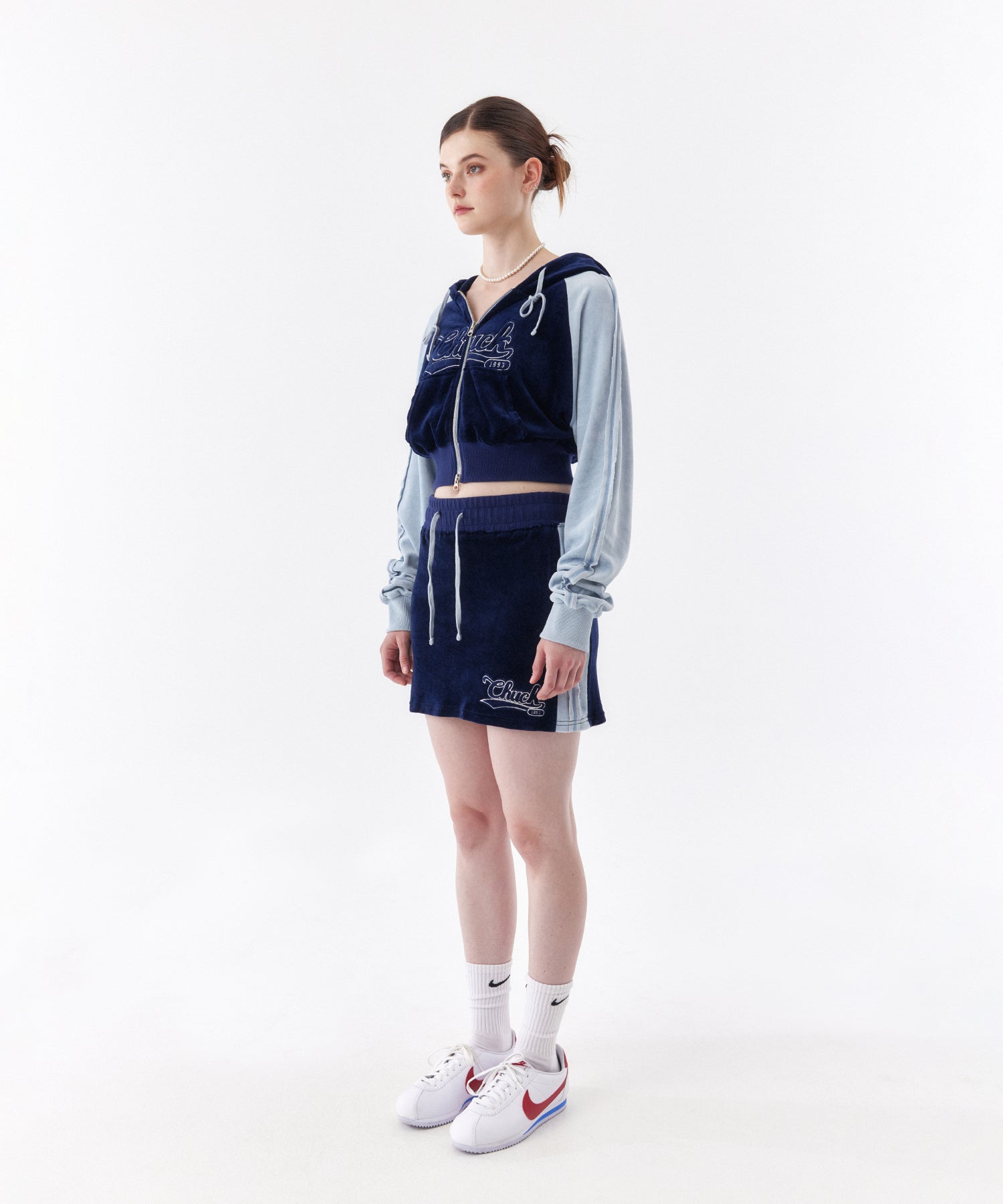 ベロアポケットミニスカート / CHUCK VELOUR POCKET MINI SKIRT (NAVY)