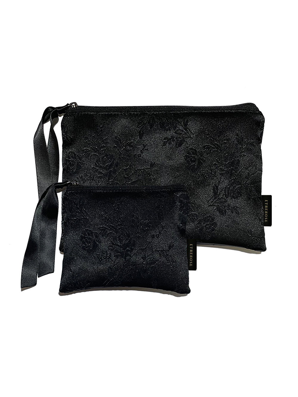 Rose Embroidery Satin Zip-pouch (SET/3color)