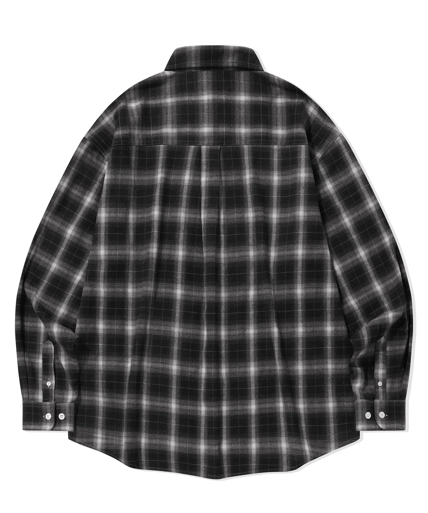 Overfit Plaid Check Shirt-Black