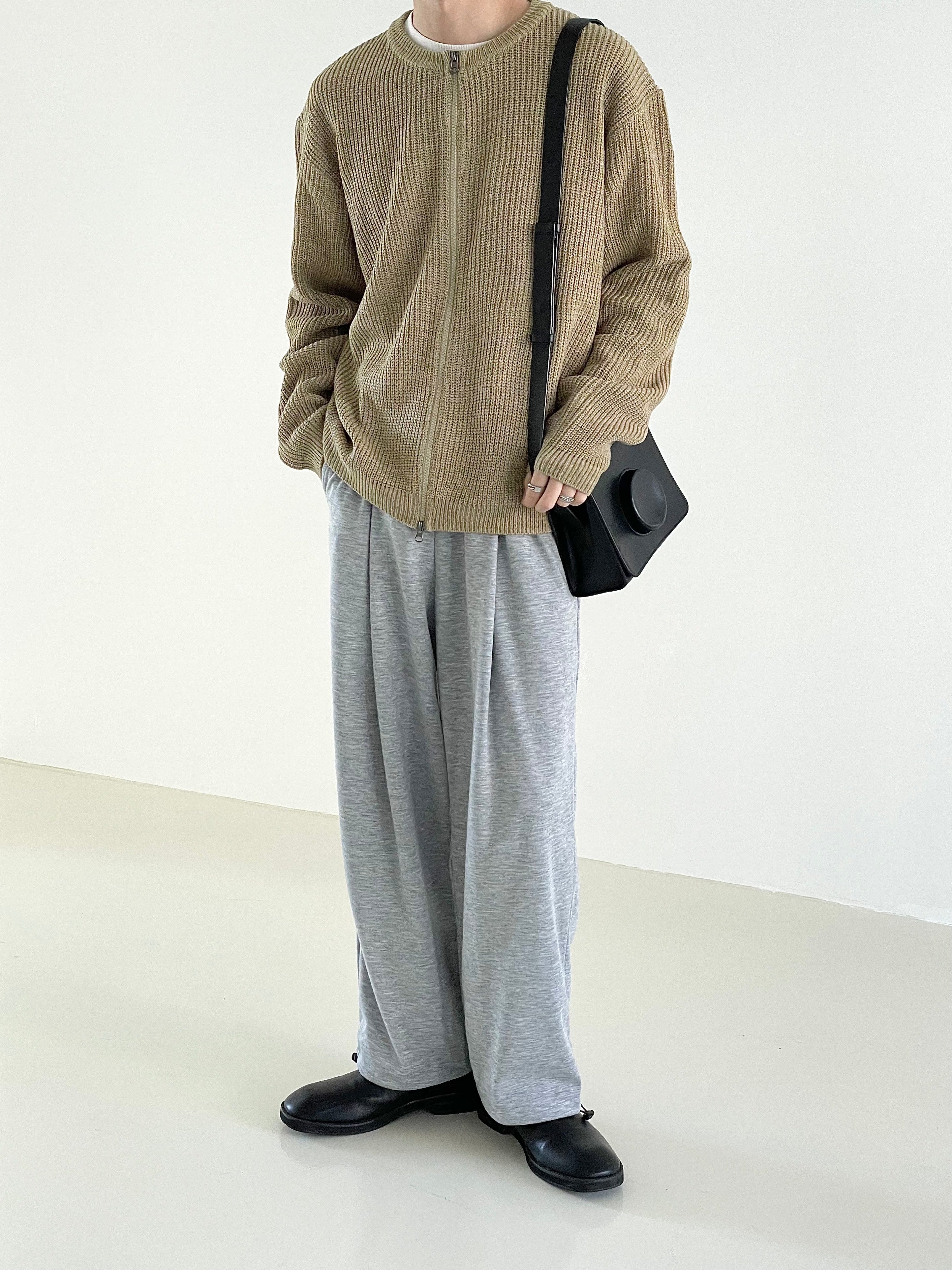 Pintuck wide string sweat pants