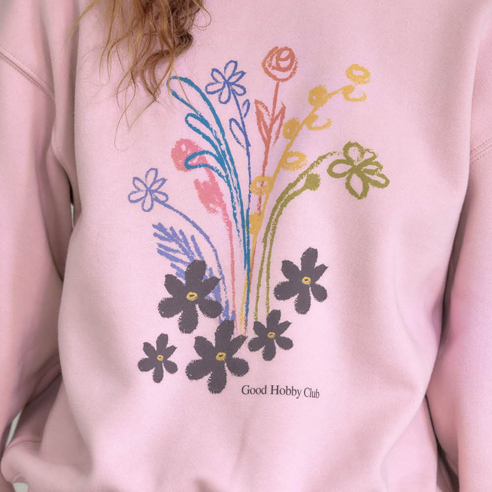 DRAWING FLOWER SWEATSHIRT_PINK