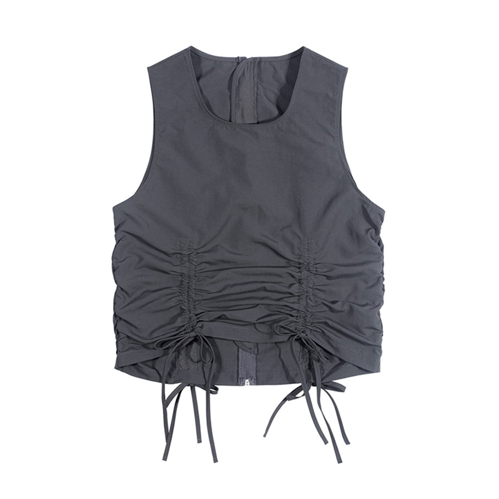 SHIRRING VEST TOP_Charcoal