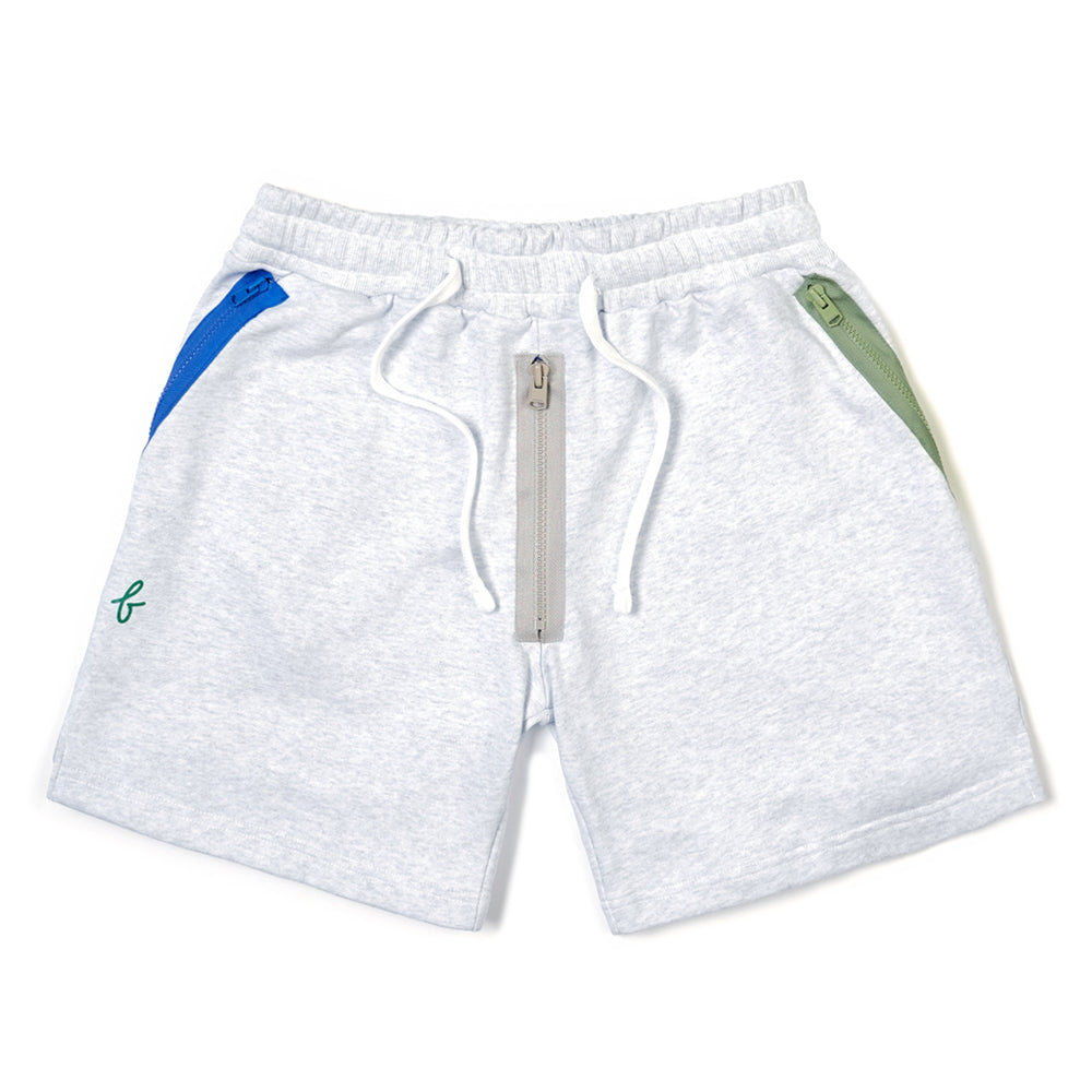 23 ZIPPER SHORTS WHITE MELANGE