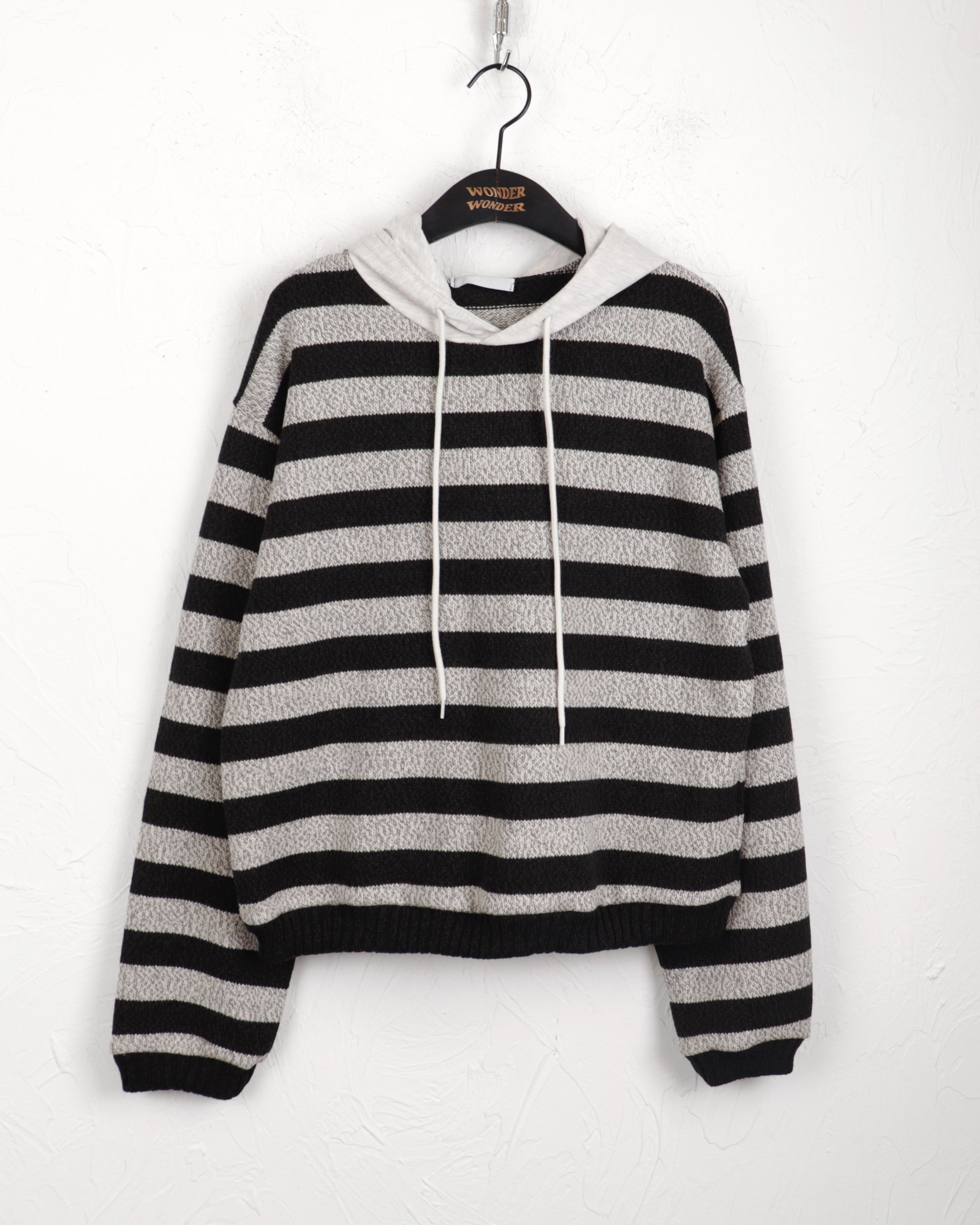 Fonyl hooded layered striped knit