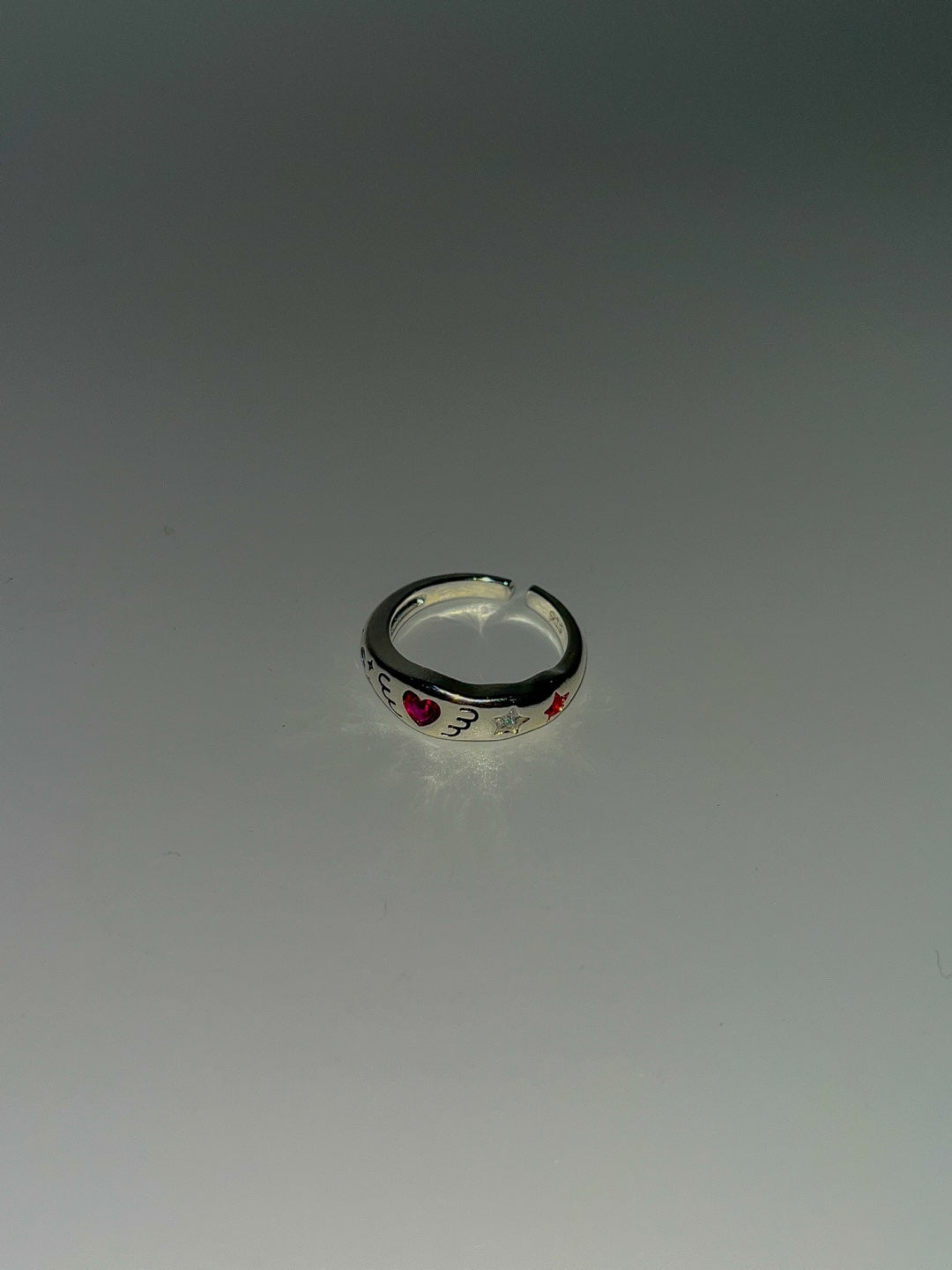 Silver pink angel beam ring