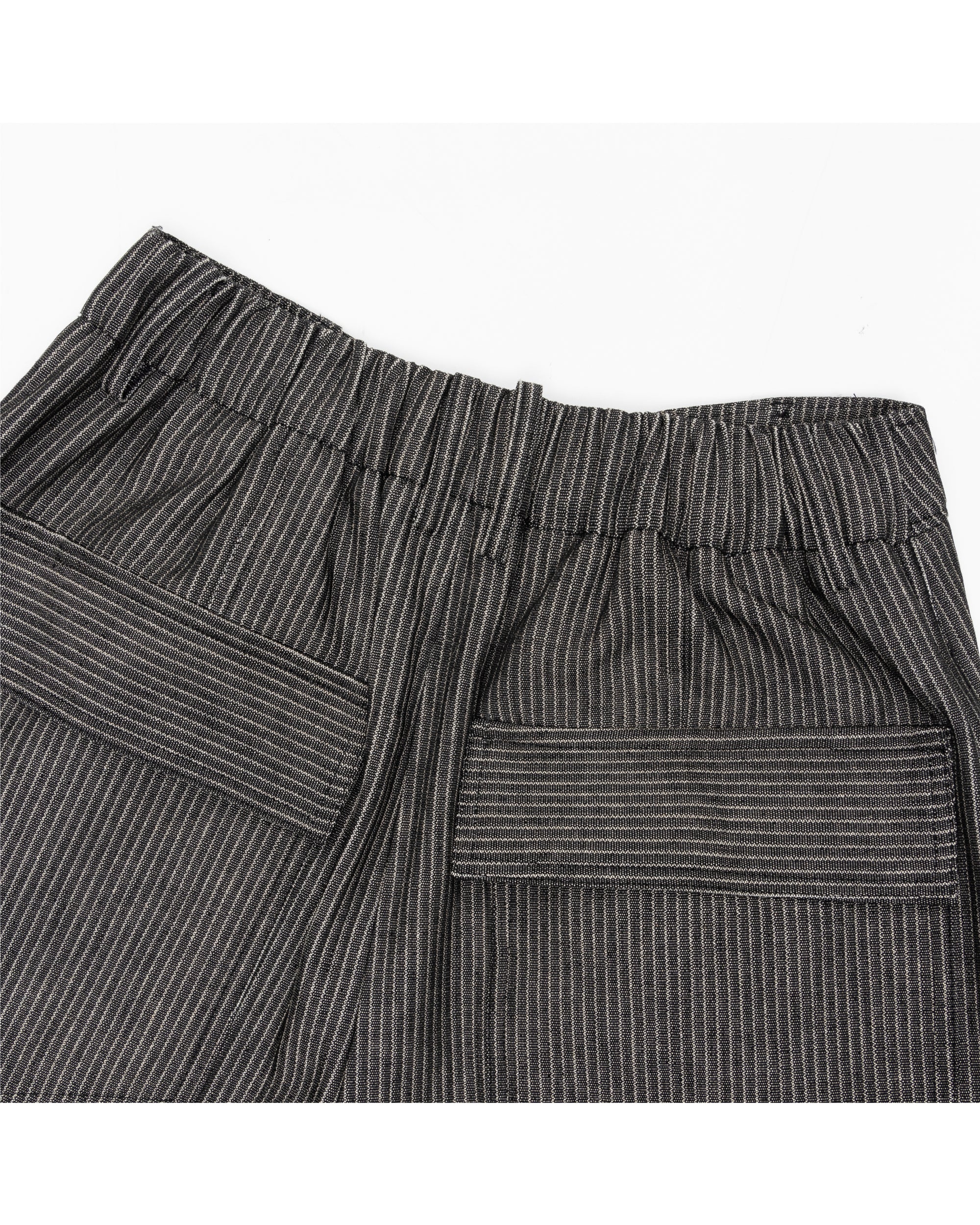 Stripe Wide Cargo Pocket Pants (Black)