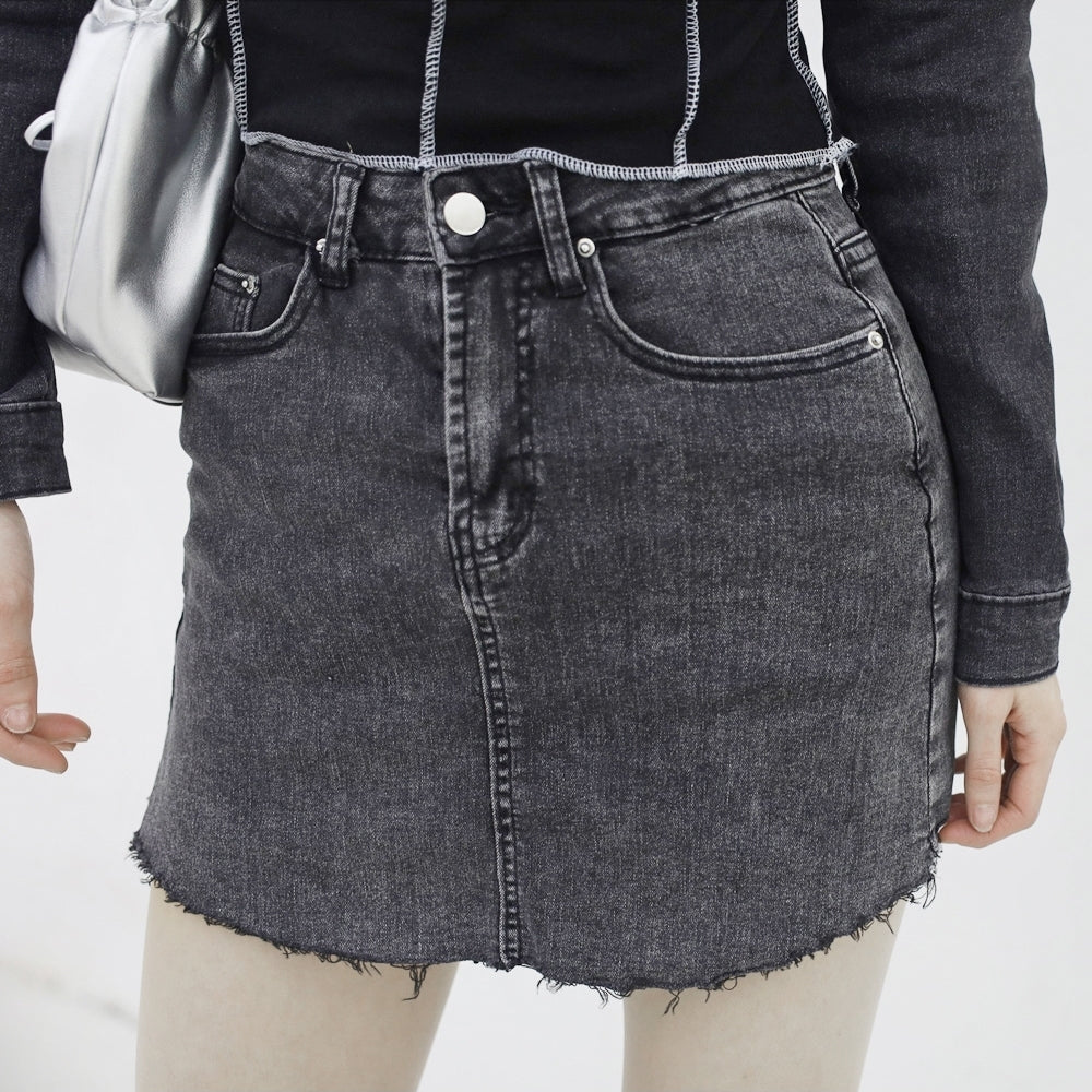 Hedden denim cropped jacket + denim skirt set