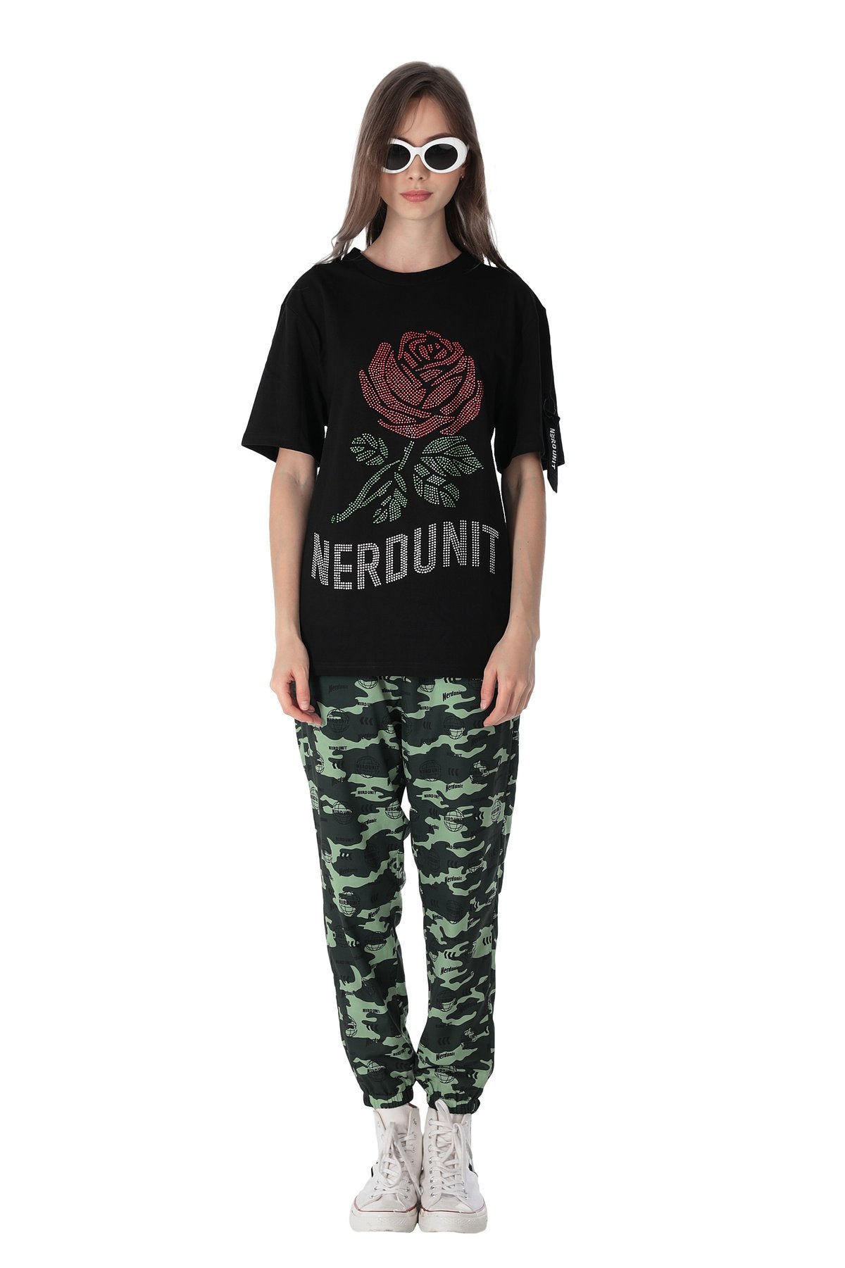 RHINESTONES ROSE TEE