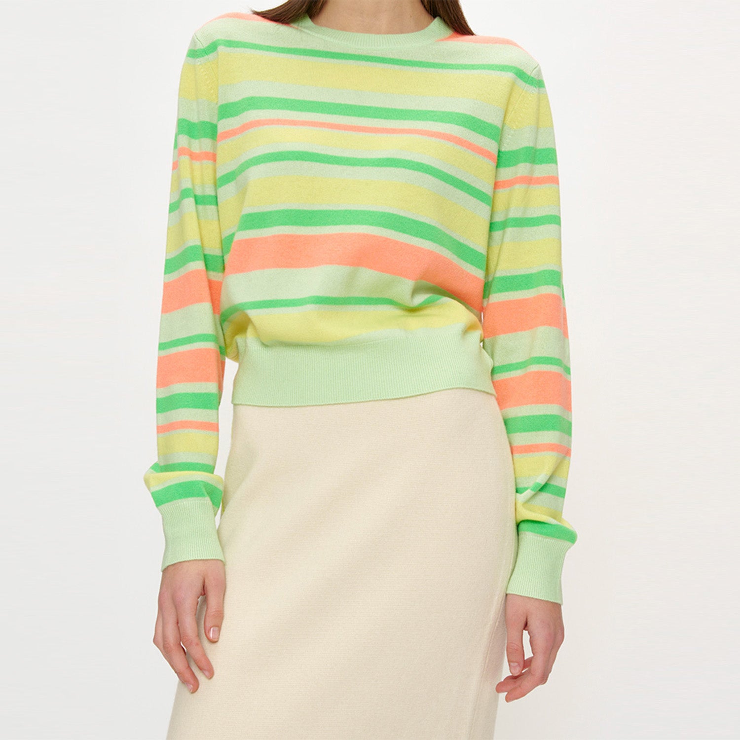 STRIPE SHORT PULLOVER_NEON MINT