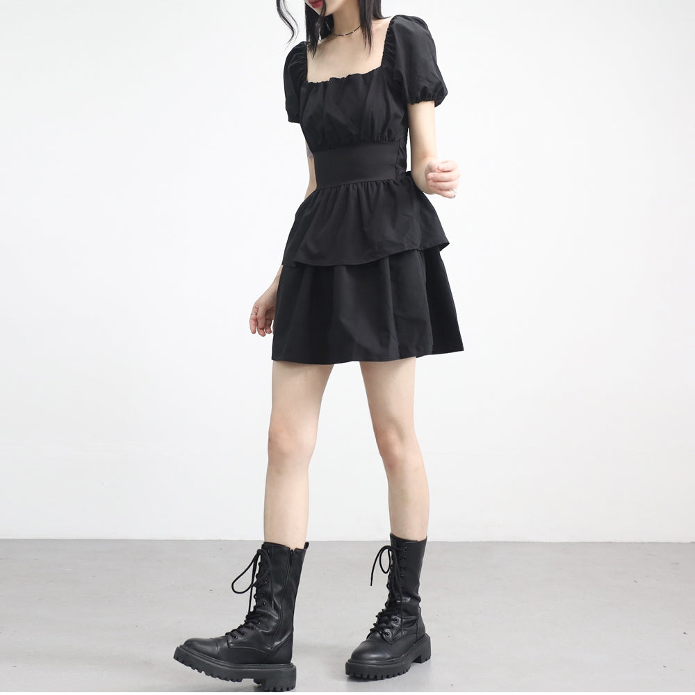 Webit Shirring Puff Dress