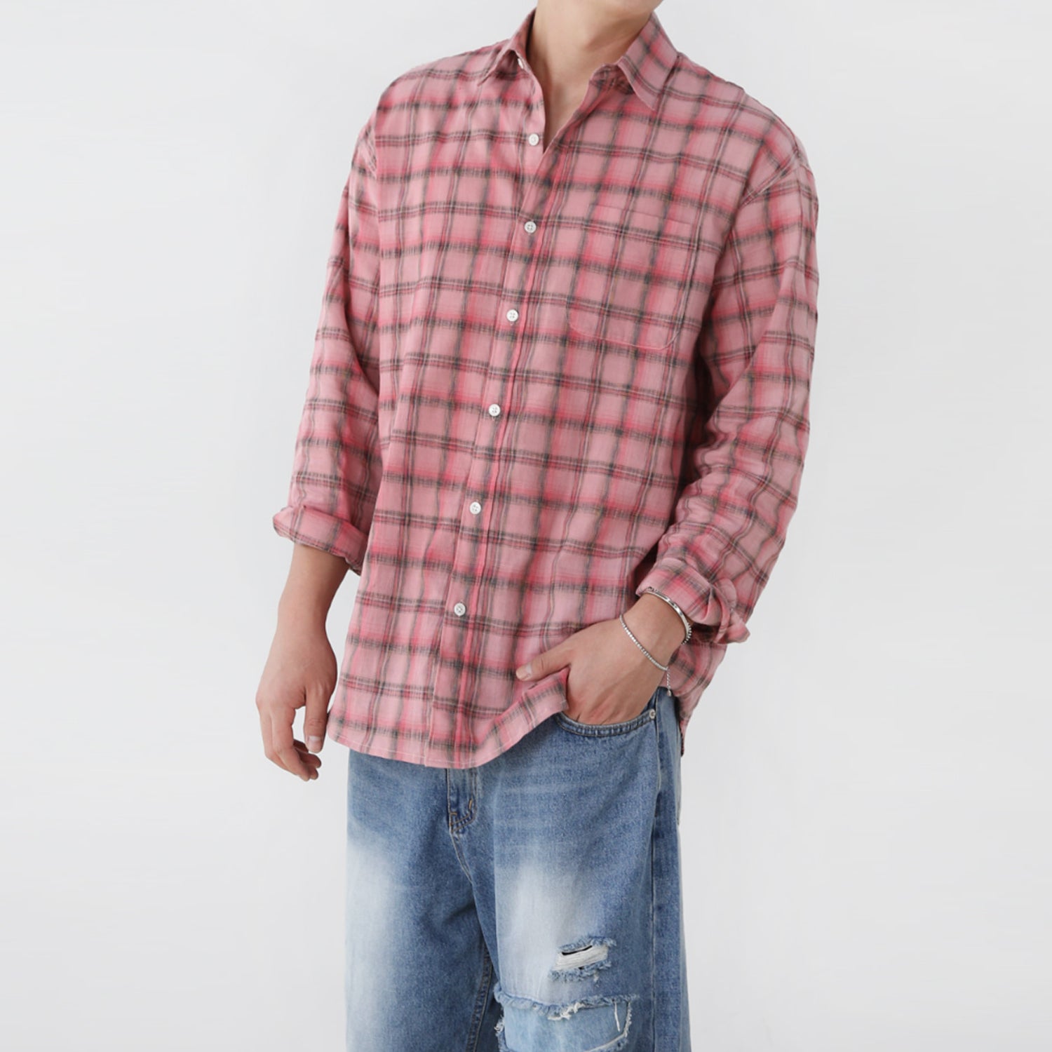 HYPE LINEN CHECK OVER SHIRT