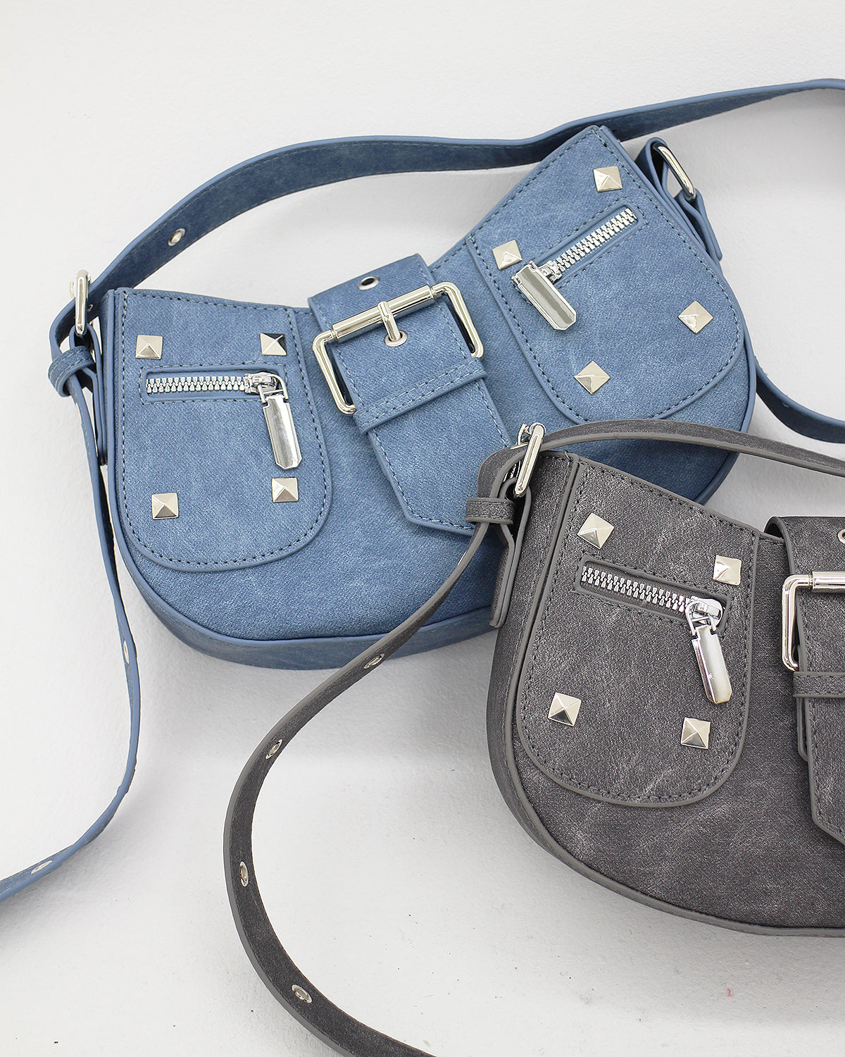 Denim Studded Shoulder Mini Bag (2color)