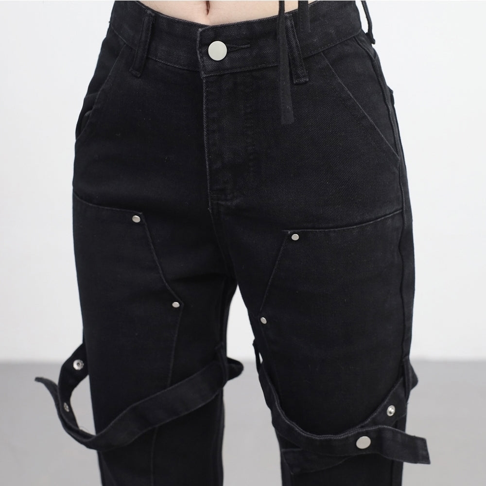 Alon Belted Bootcut Denim Pants