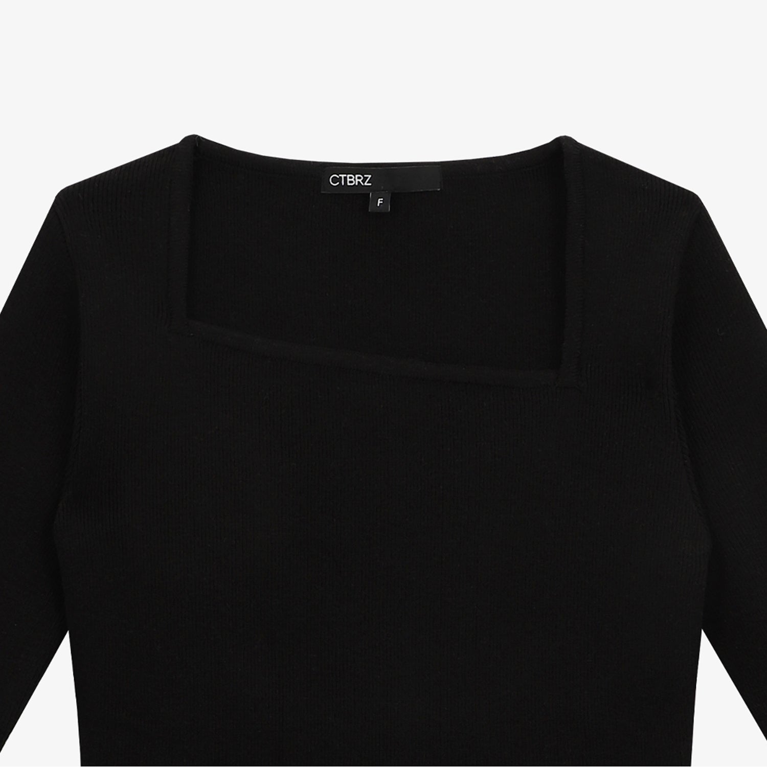 SQUARE-NECK BASIC KNIT_BLACK