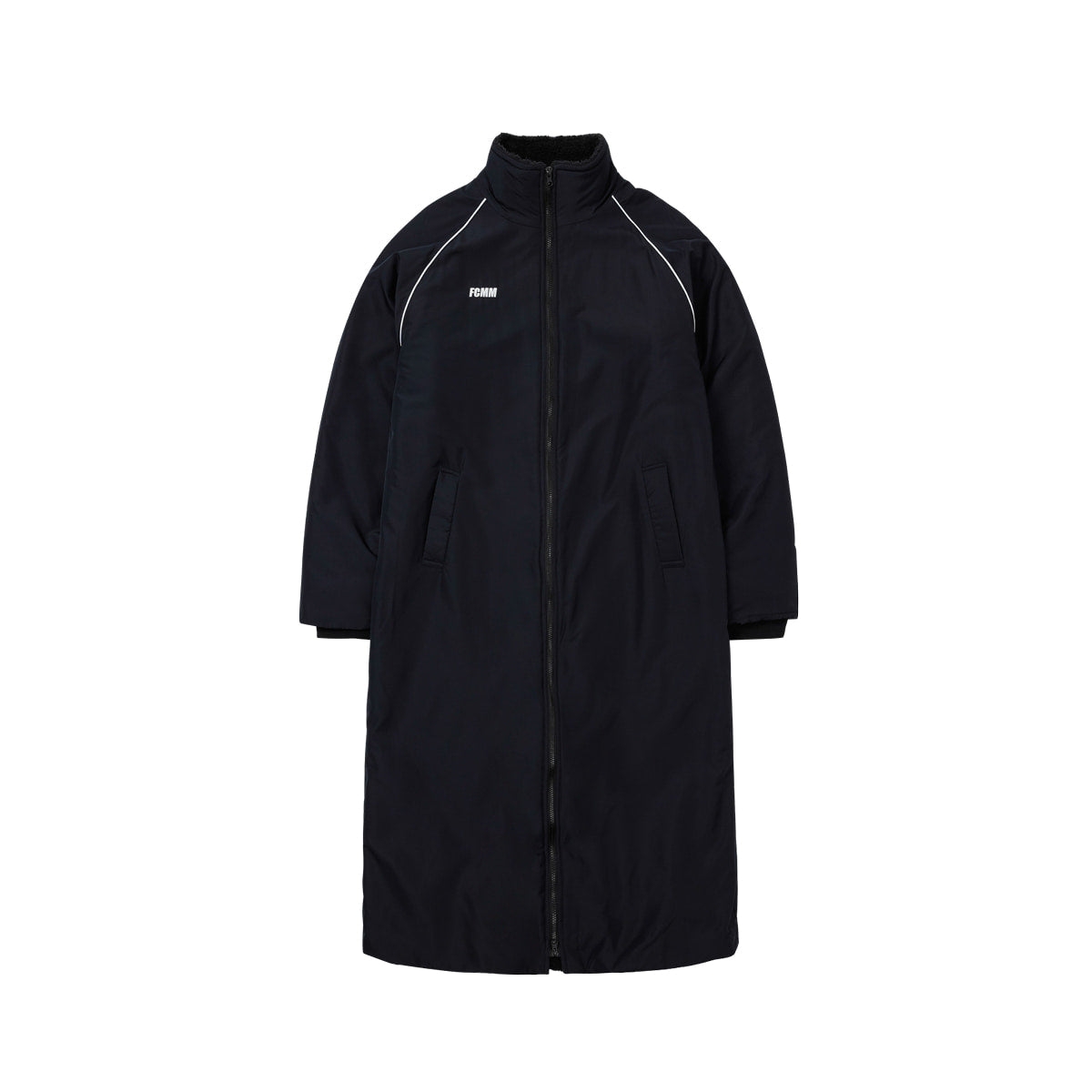 FOOTBALL PIPING BENCH COAT - BLACK