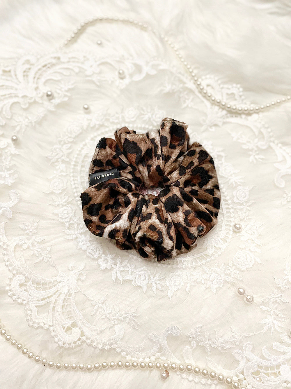 Leopard Mocha Microfiber Scrunchie (2color)