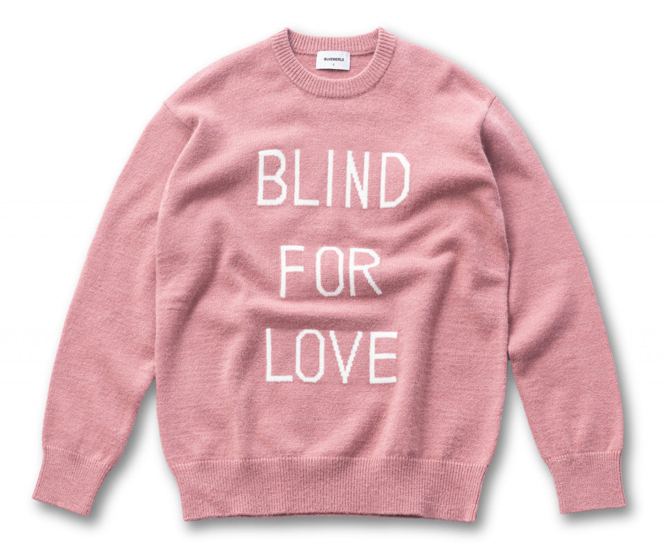 PBT wool logo crew neck knit -indigo pink