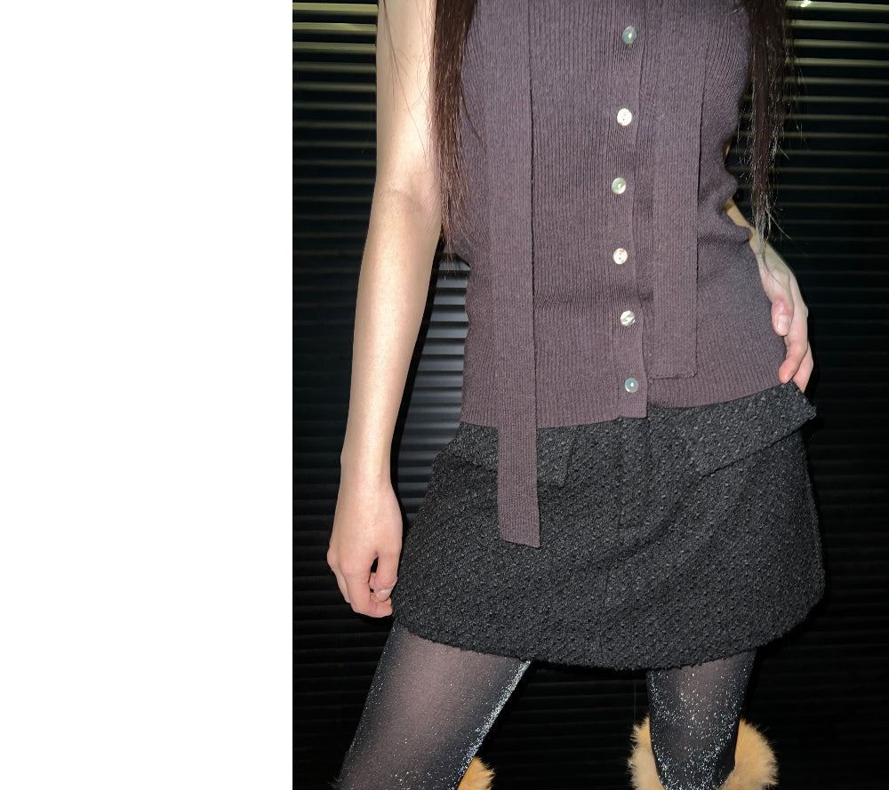 Wool tie knit vest (3 Color)