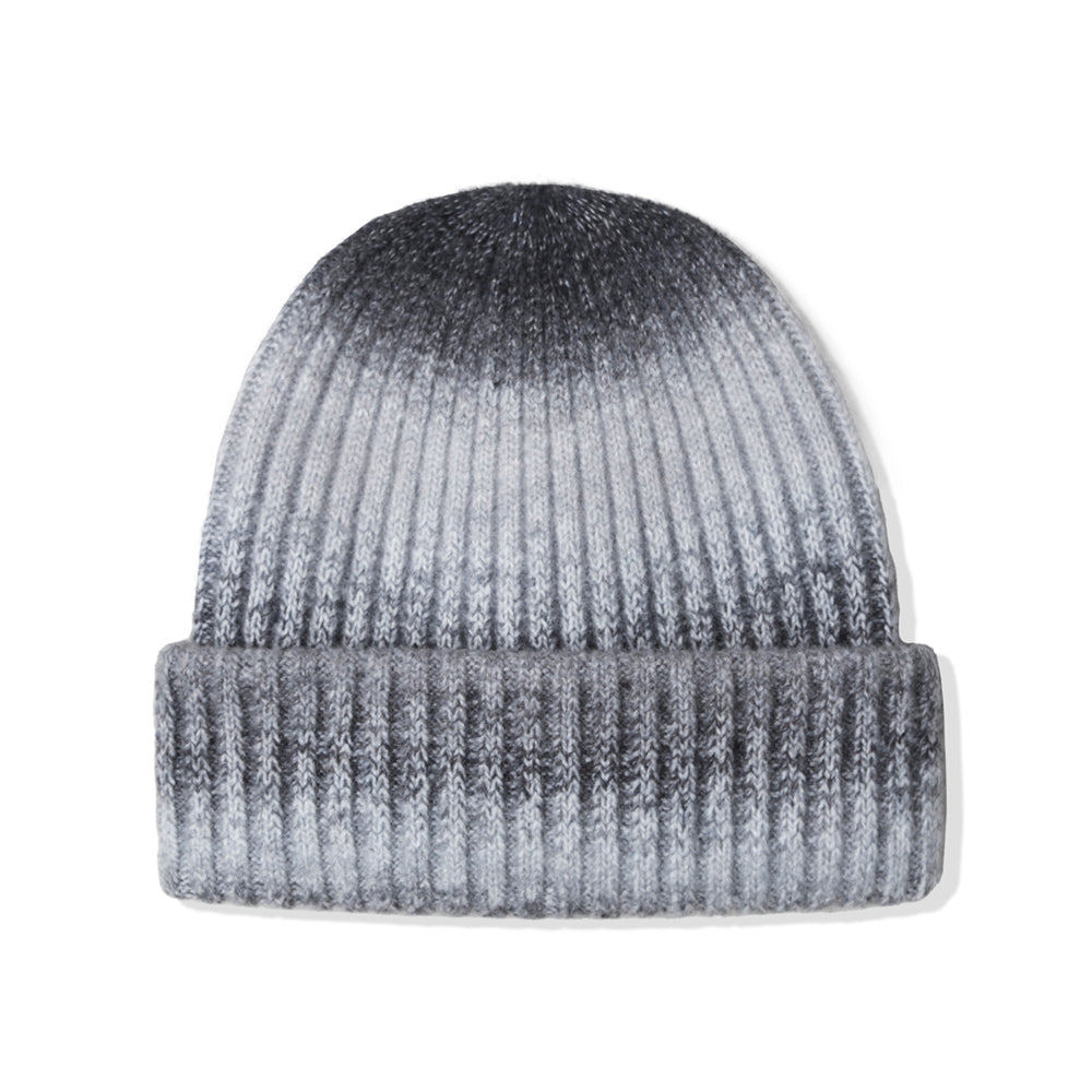 WOOL BLENDED KNIT GRADATION BEANIE GREY