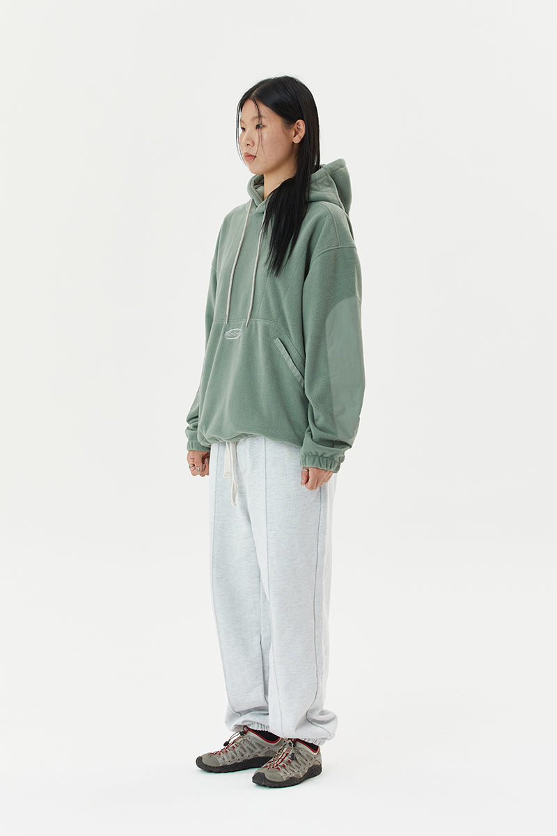 Draw cord fleece hoodie [green]