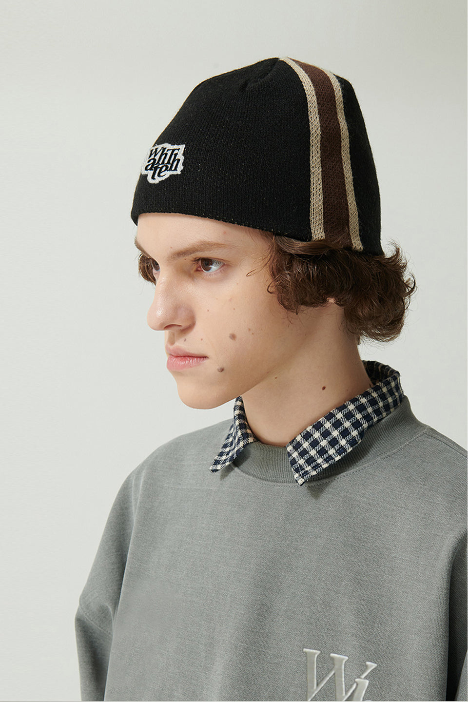 WHATTHE Logo Stripe Beanie Black