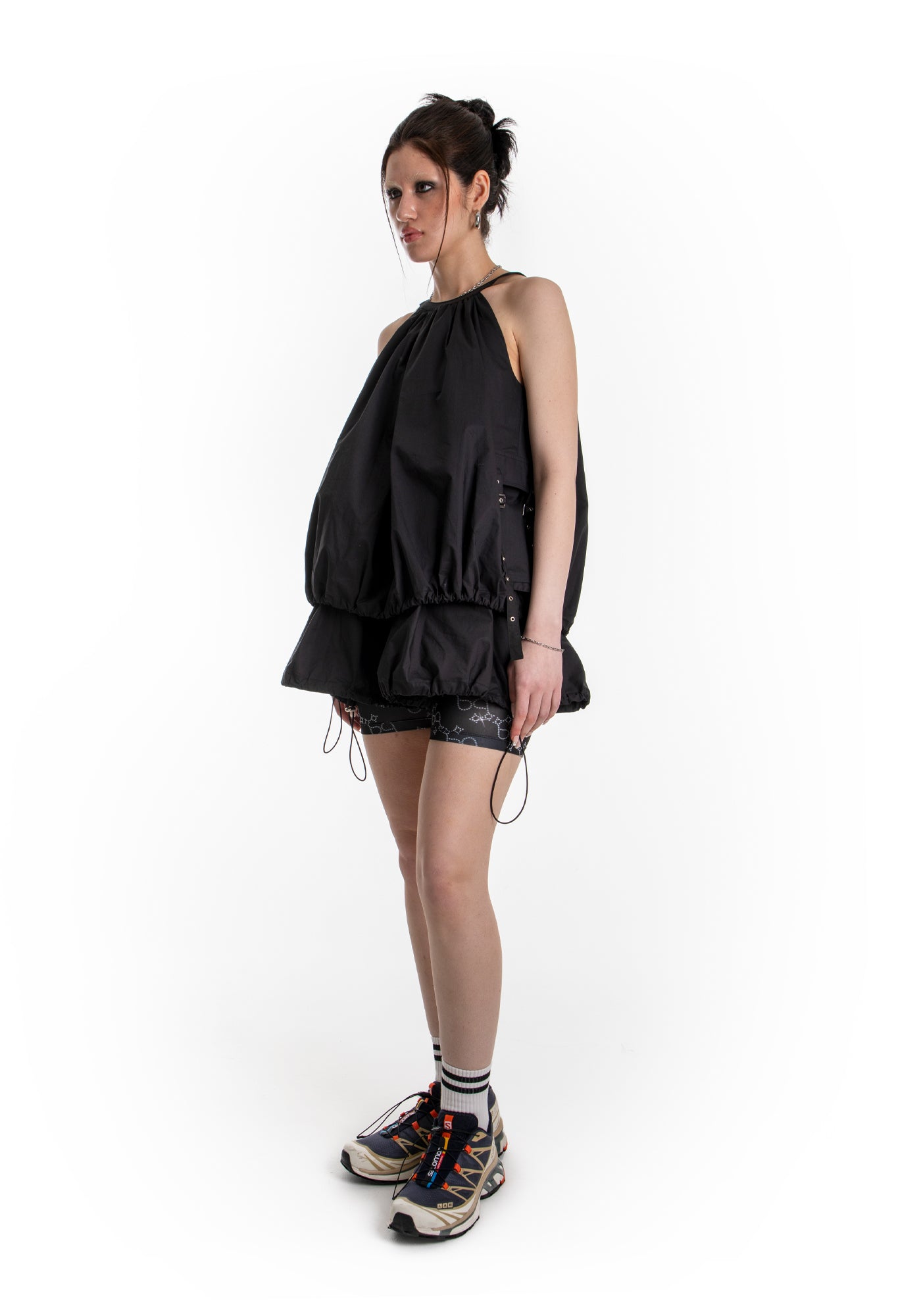 POCKET BALLOON MINI DRESS (BLACK)